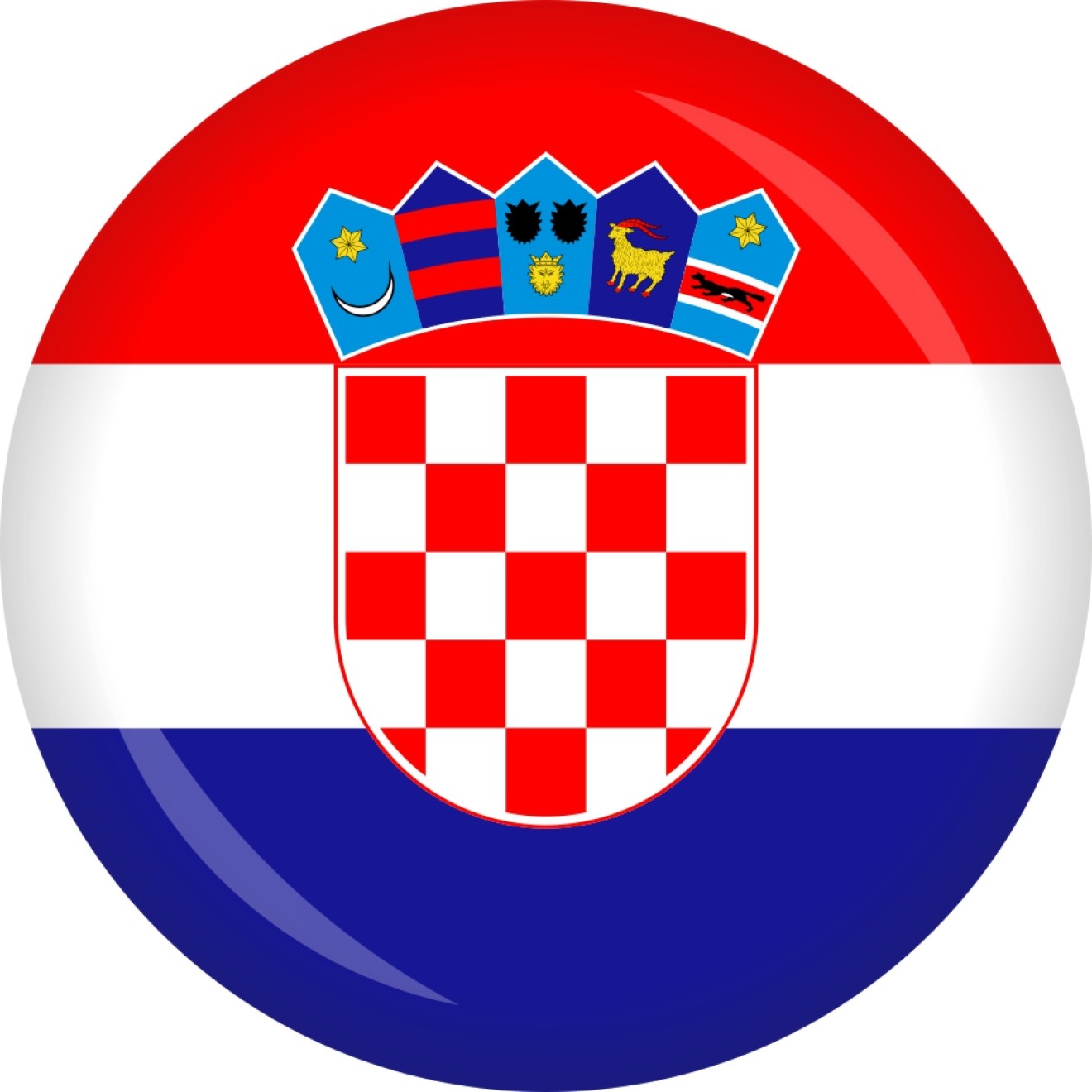 Button Kroatien Flagge O 50 Mm