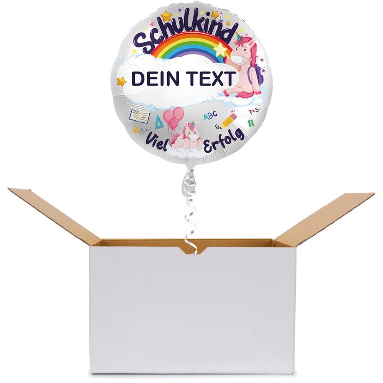 Folienballons Personalisiert - Schulkind Einhorn - Viel Erfolg