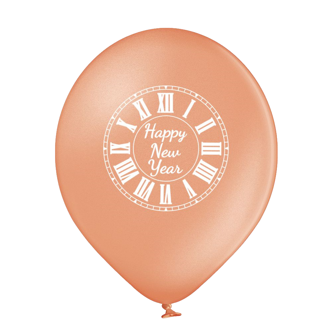 6 Luftballons Silvester: Happy New Year (Uhr) - Rose Gold
