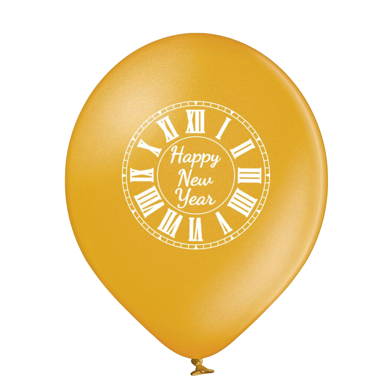 6 Luftballons Silvester: Happy New Year (Uhr) - Gold