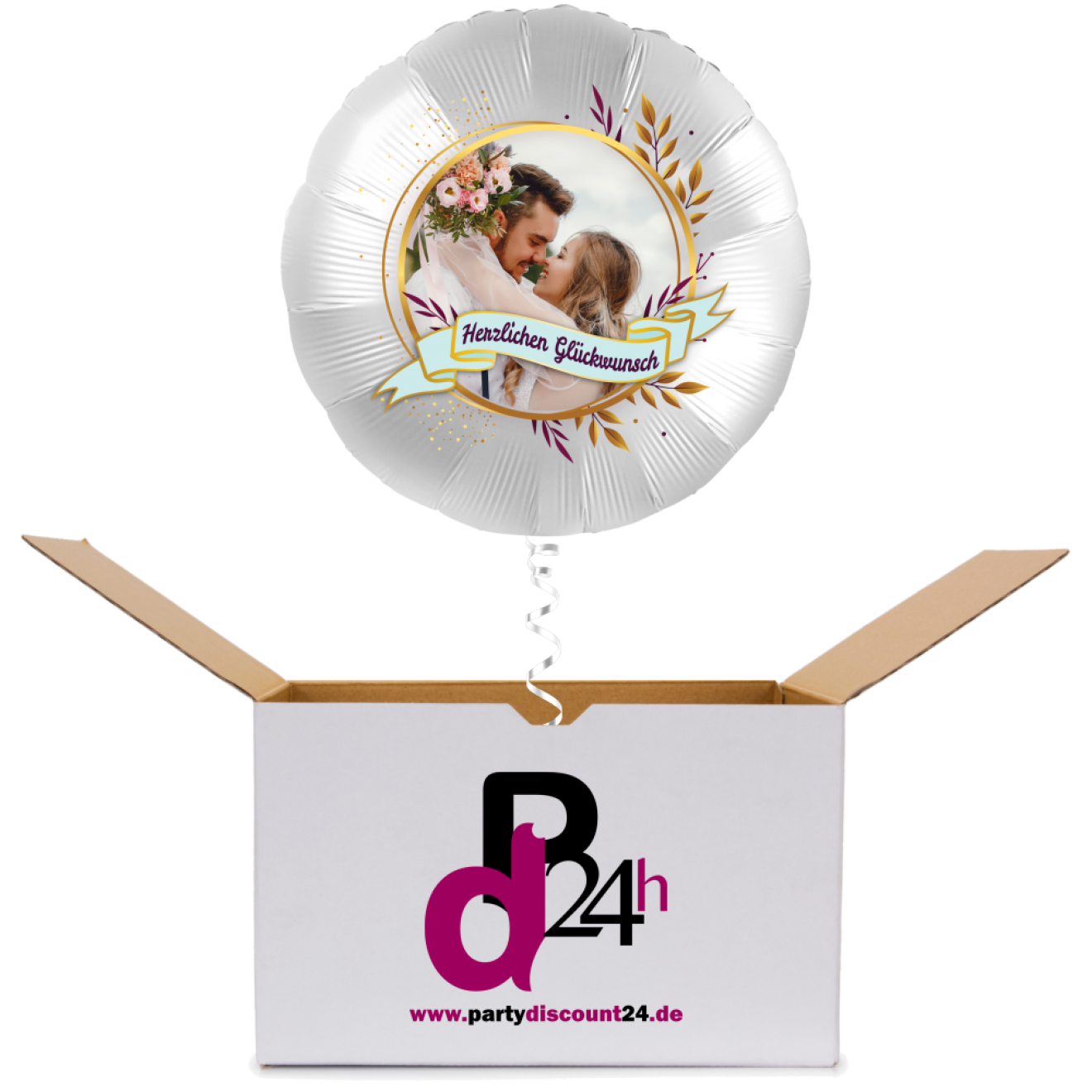 Ballonpost Fotodruck - Rundballon Herzlichen Glückwunsch Ø 45 cm | partydiscount24.de