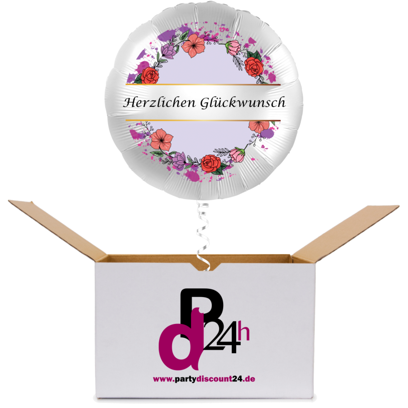 Ballonpost Personalisiert - Rundballon Blumenrahmen Ø 45 cm | partydiscount24.de