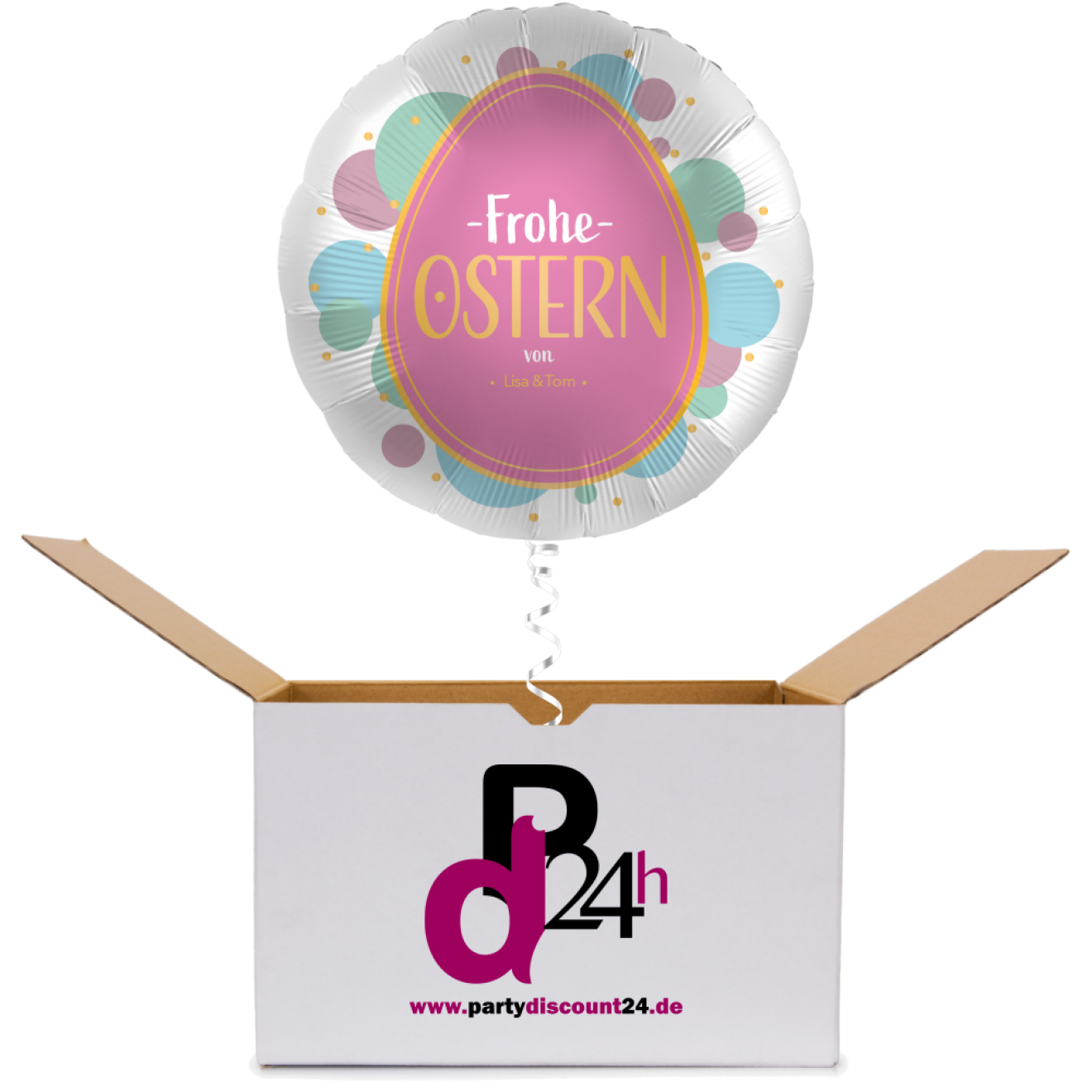 Ballonpost Personalisiert - Frohe Ostern (Rosa Ei) Ø 45 cm| partydiscount24.de