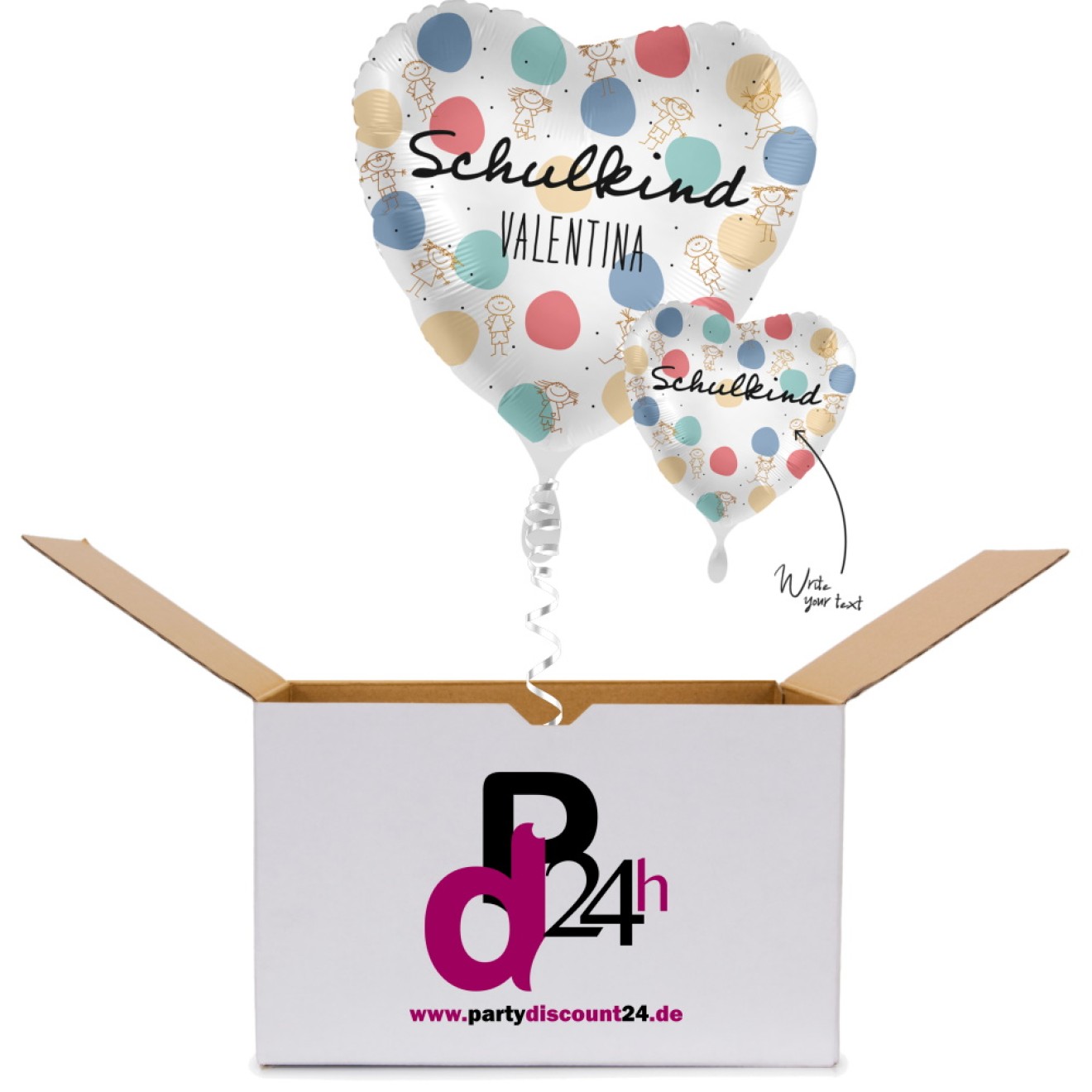 Ballonpost Personalisiert 2-seitig Ø 45 cm - Schulkind