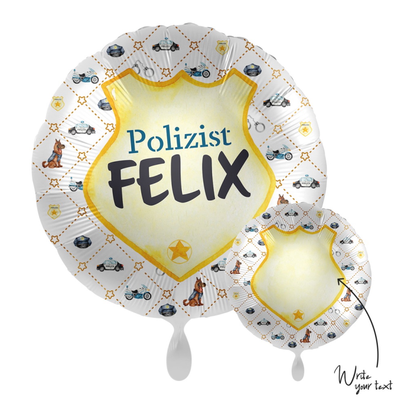 Folienballons Personalisiert 2-seitig Ø 45 cm - Polizei