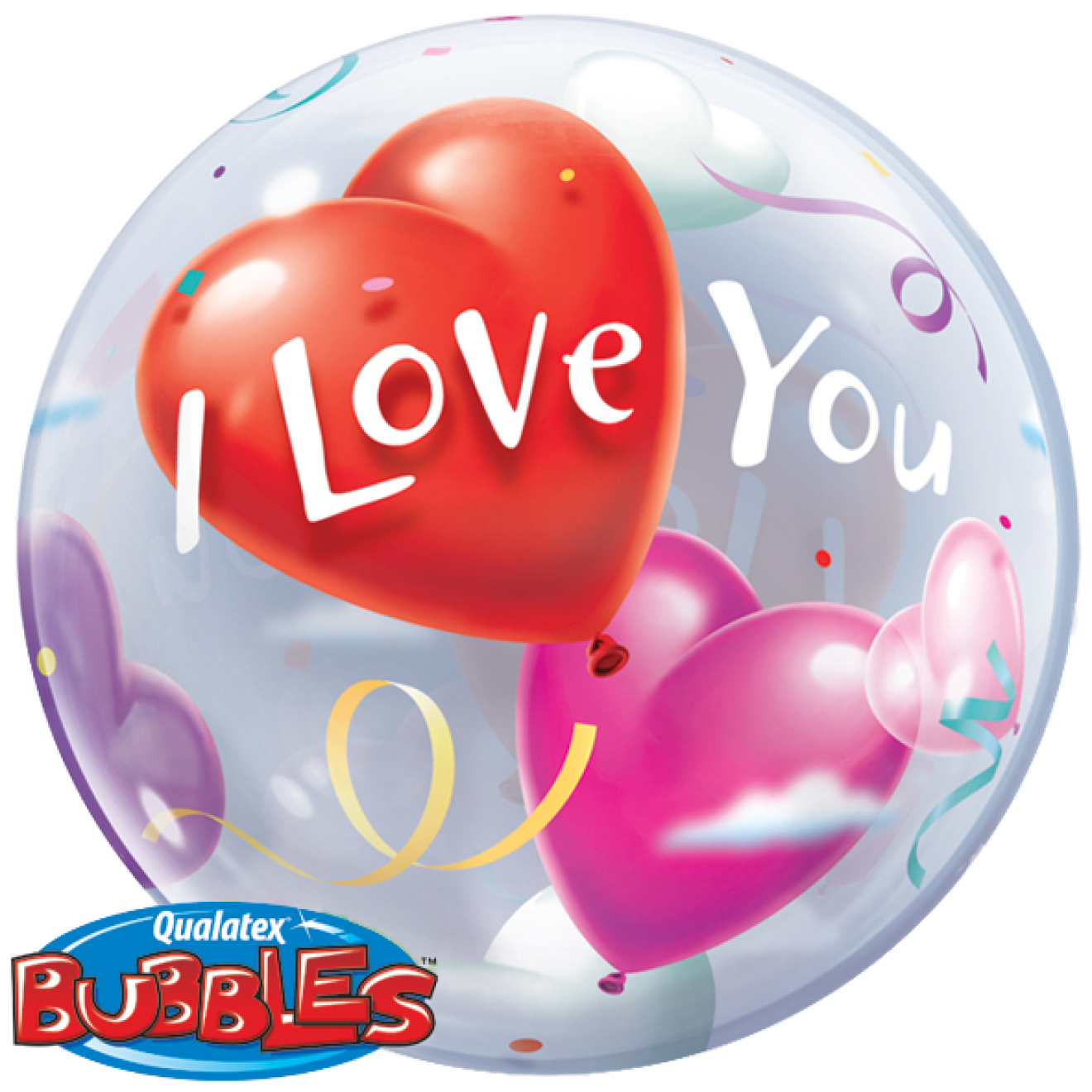 Ballonpost Liebe: I Love You - Herzen (Bubble)