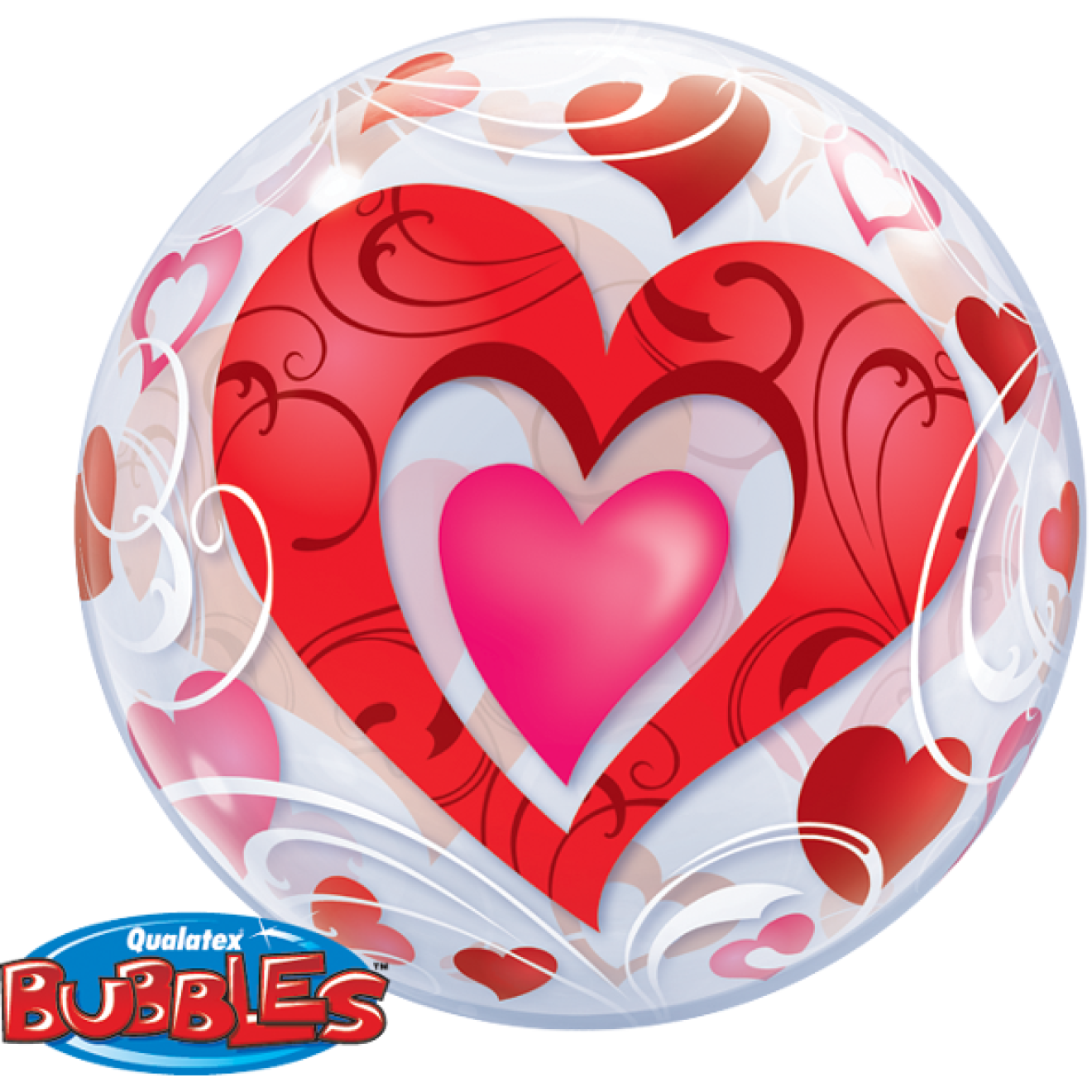 Ballonpost Liebe: Herzen (Rot & Pink) (Bubble)