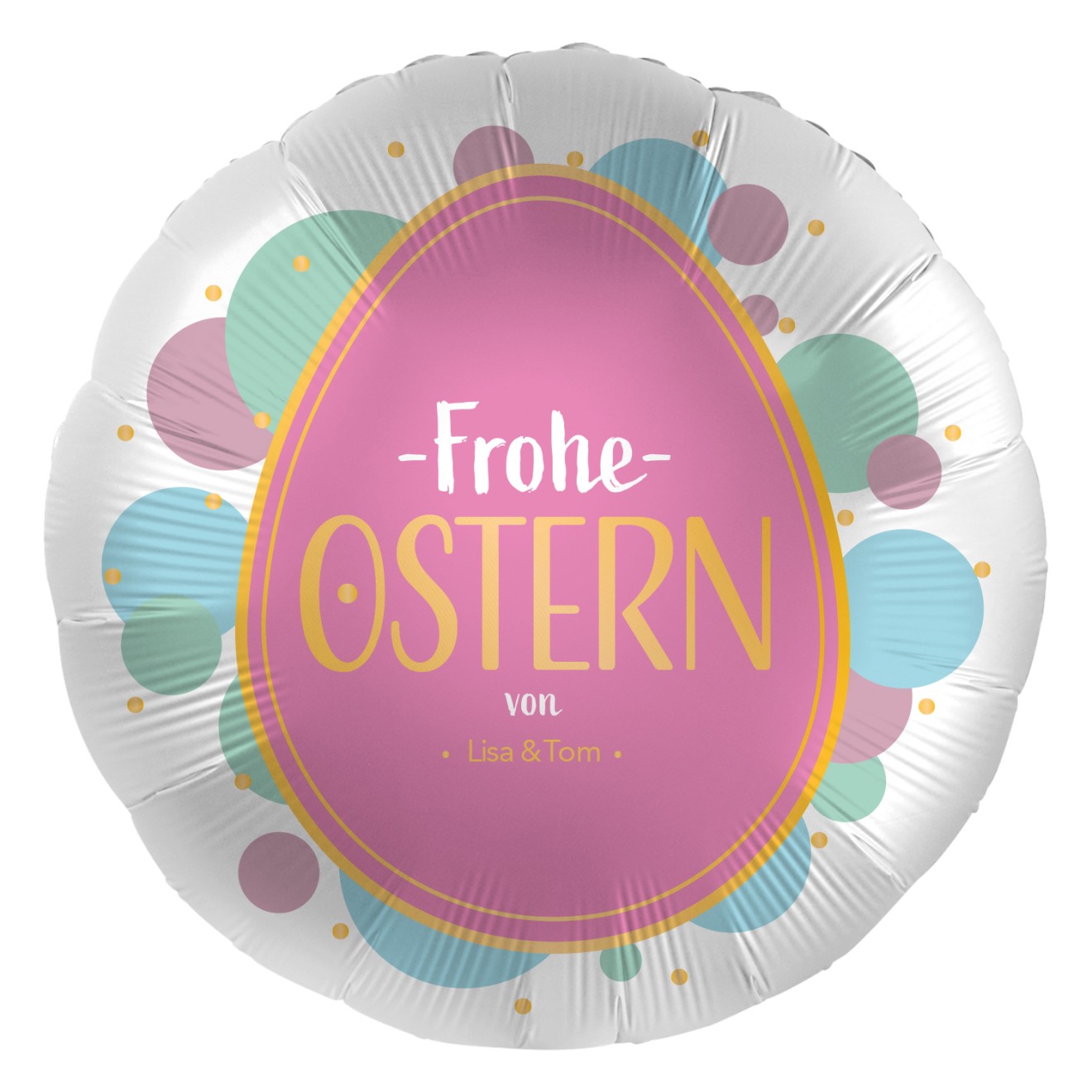 Folienballons Personalisiert - Frohe Ostern (Rosa Ei) Ø 45 cm | partydiscount24.de