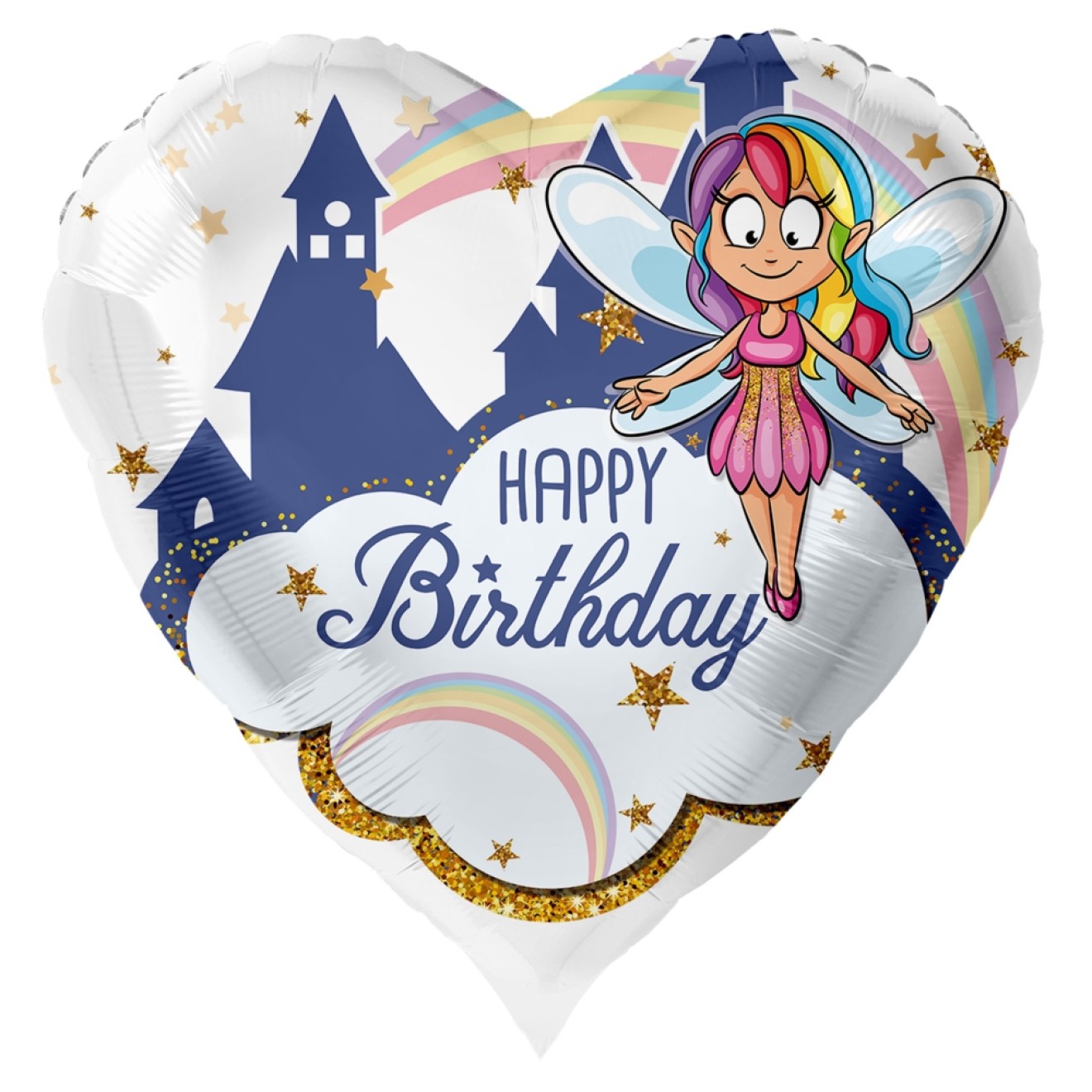Foil Balloon Birthday - Happy Birthday (Fairy) Ø 45 cm