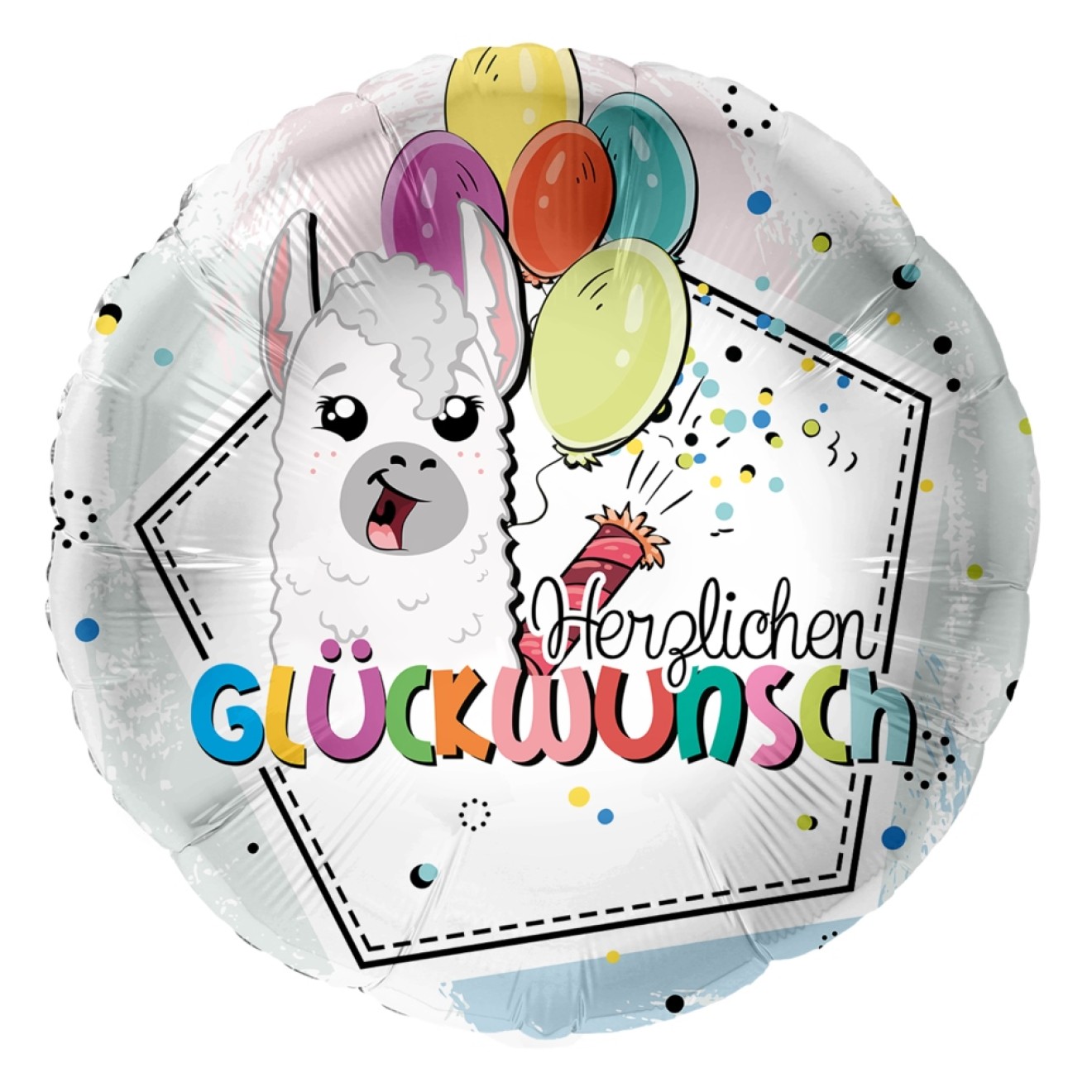 Folienballons Geburtstag - Herzlichen Glückwunsch (Lama) Ø 45 cm