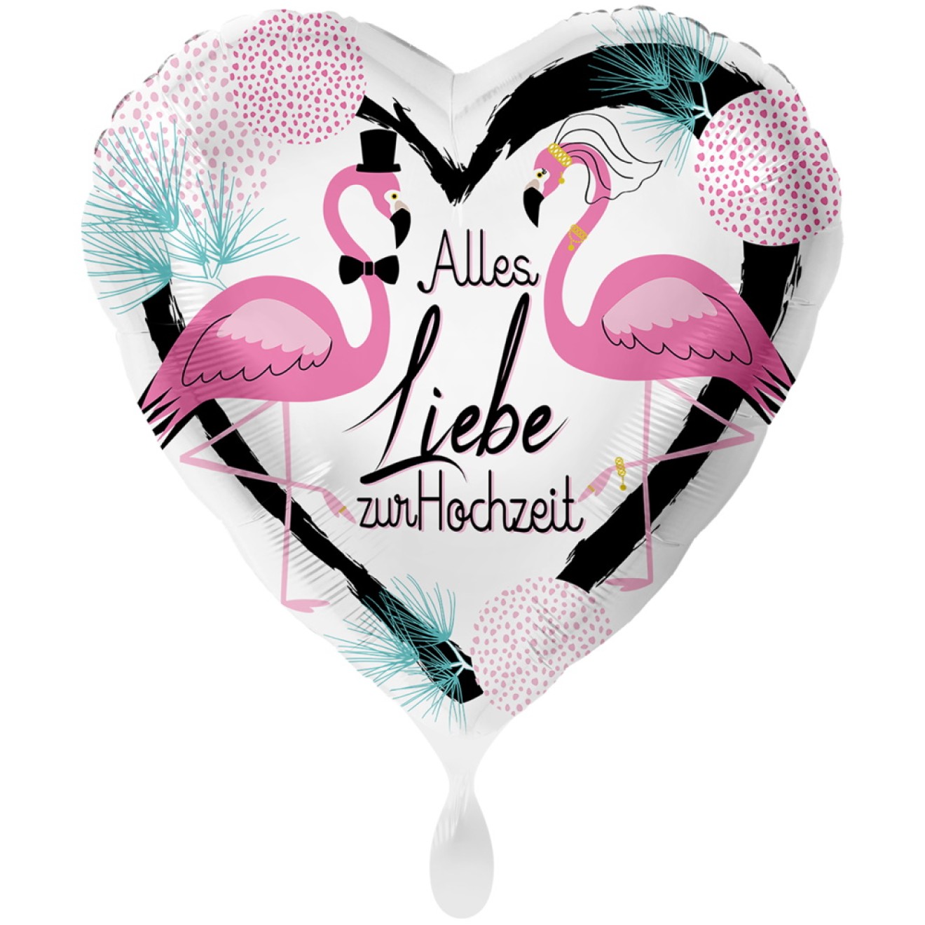 Folienballons Hochzeit - Alles Liebe (Flamingo) Ø 45 cm