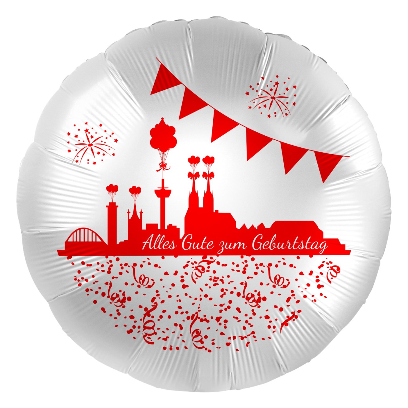 Folienballons Köln - Kölner Skyline - Geburtstag (Weiß) Ø 45 cm