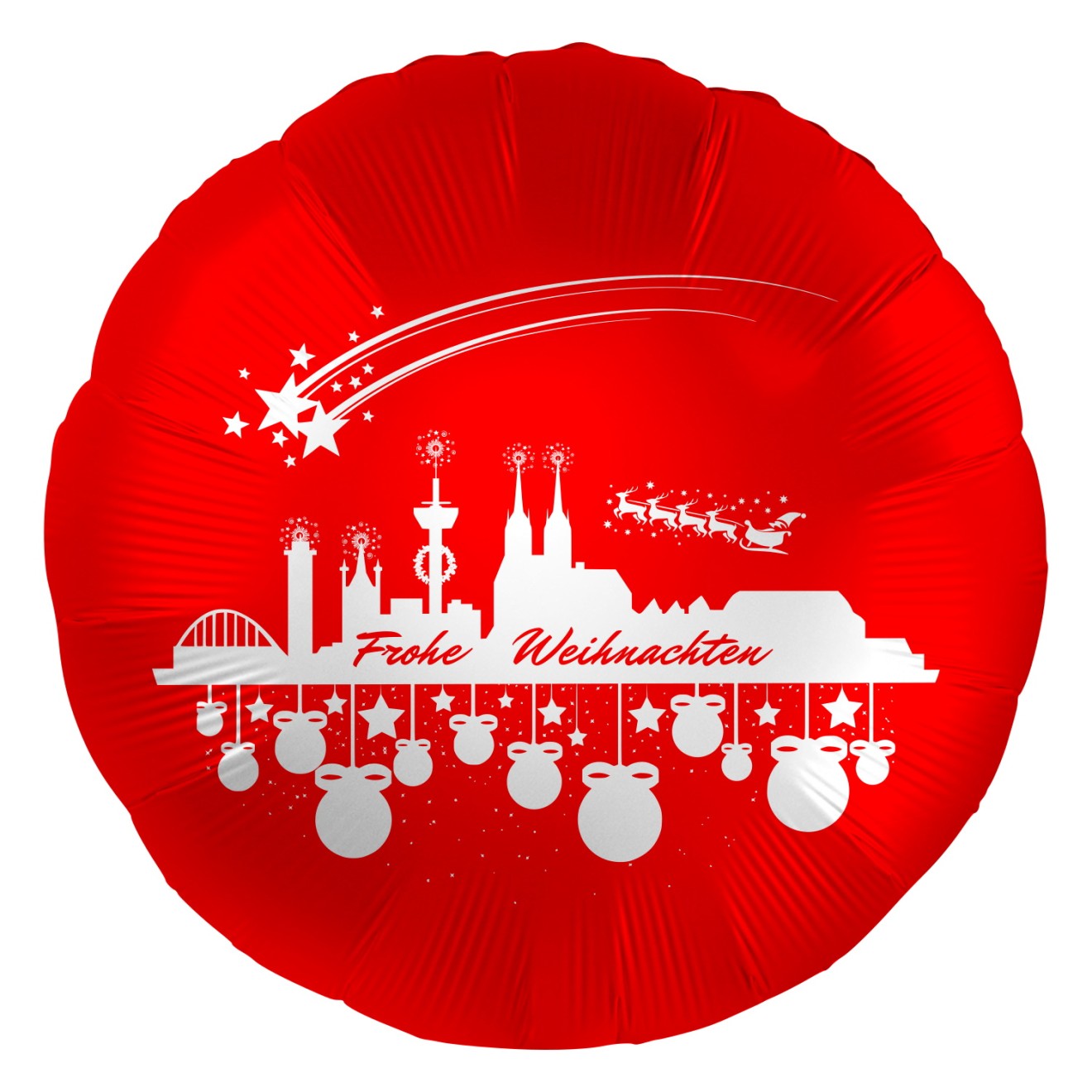 Folienballons Köln - Kölner Skyline - Weihnachten (Rot) Ø 45 cm