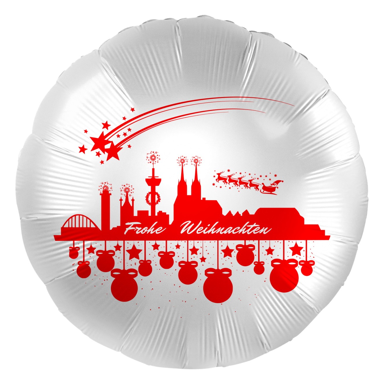 Folienballons Köln - Kölner Skyline - Weihnachten (Weiß) Ø 45 cm