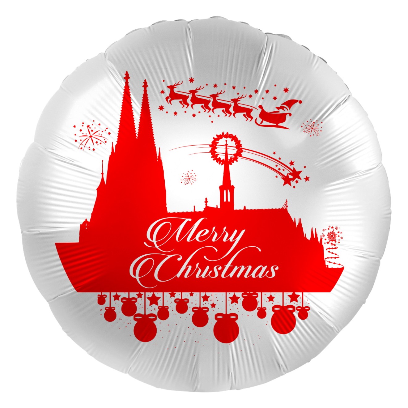 Folienballons Köln - Kölner Dom - Weihnachten (Weiß) Ø 45 cm