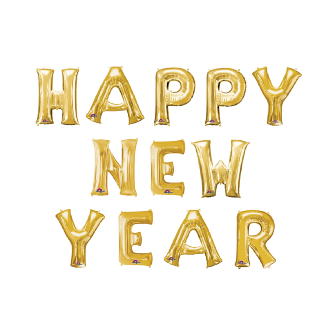 Buchstaben-Girlande Folienballons Silvester: Happy New Year (Gold)