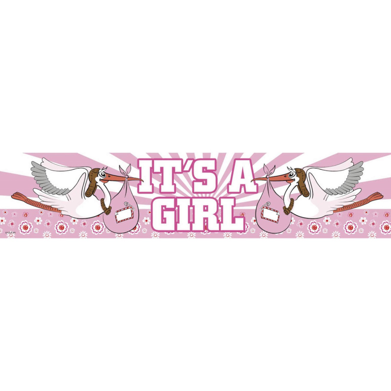 Banner It's a Girl (Mädchen) Storch - Holographic 2,6 m