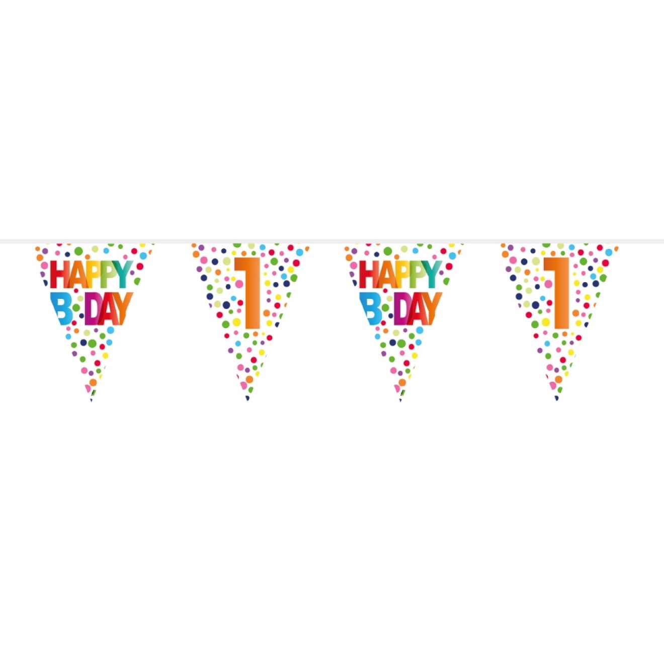 Wimpelkette Geburtstag - Happy Birthday - Gepunktet - Zahl 1 - 6 m