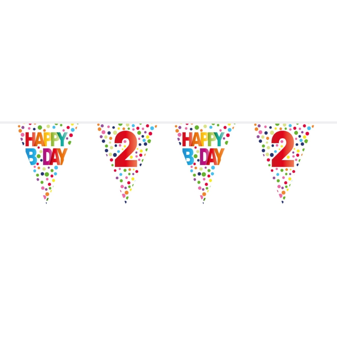Wimpelkette Geburtstag - Happy Birthday - Gepunktet - Zahl 2 - 6 m