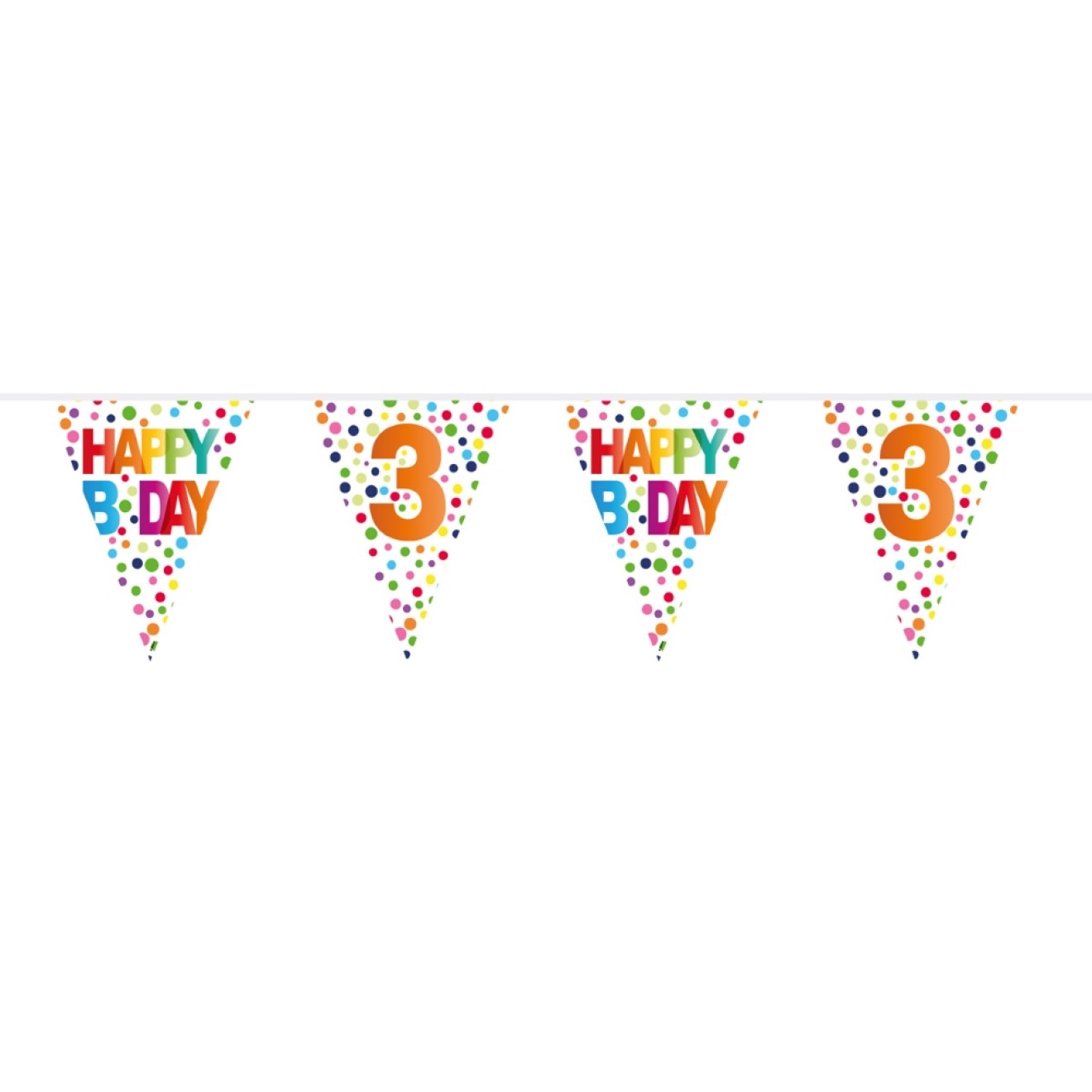 Wimpelkette Geburtstag - Happy Birthday - Gepunktet - Zahl 3 - 6 m