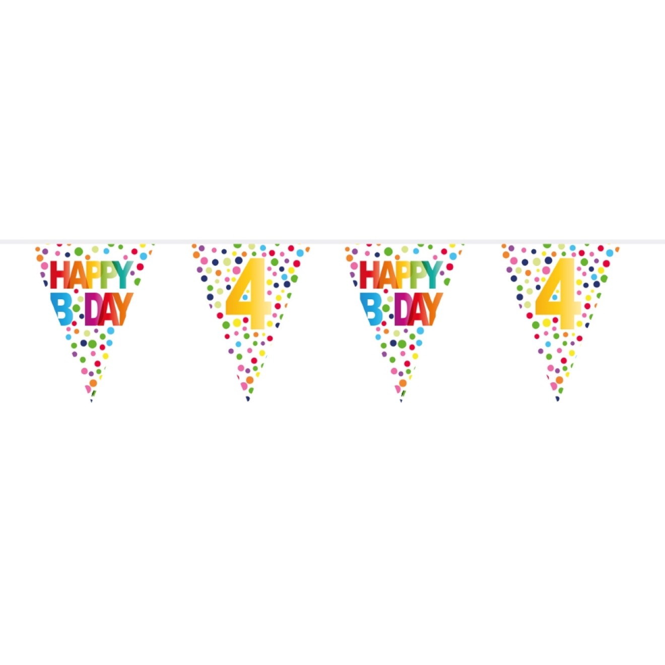 Wimpelkette Geburtstag - Happy Birthday - Gepunktet - Zahl 4 - 6 m