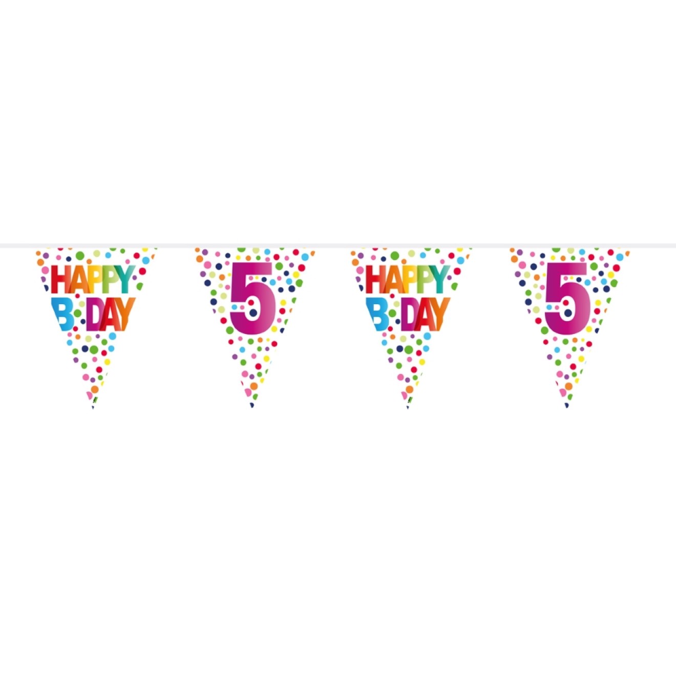 Wimpelkette Geburtstag - Happy Birthday - Gepunktet - Zahl 5 - 6 m