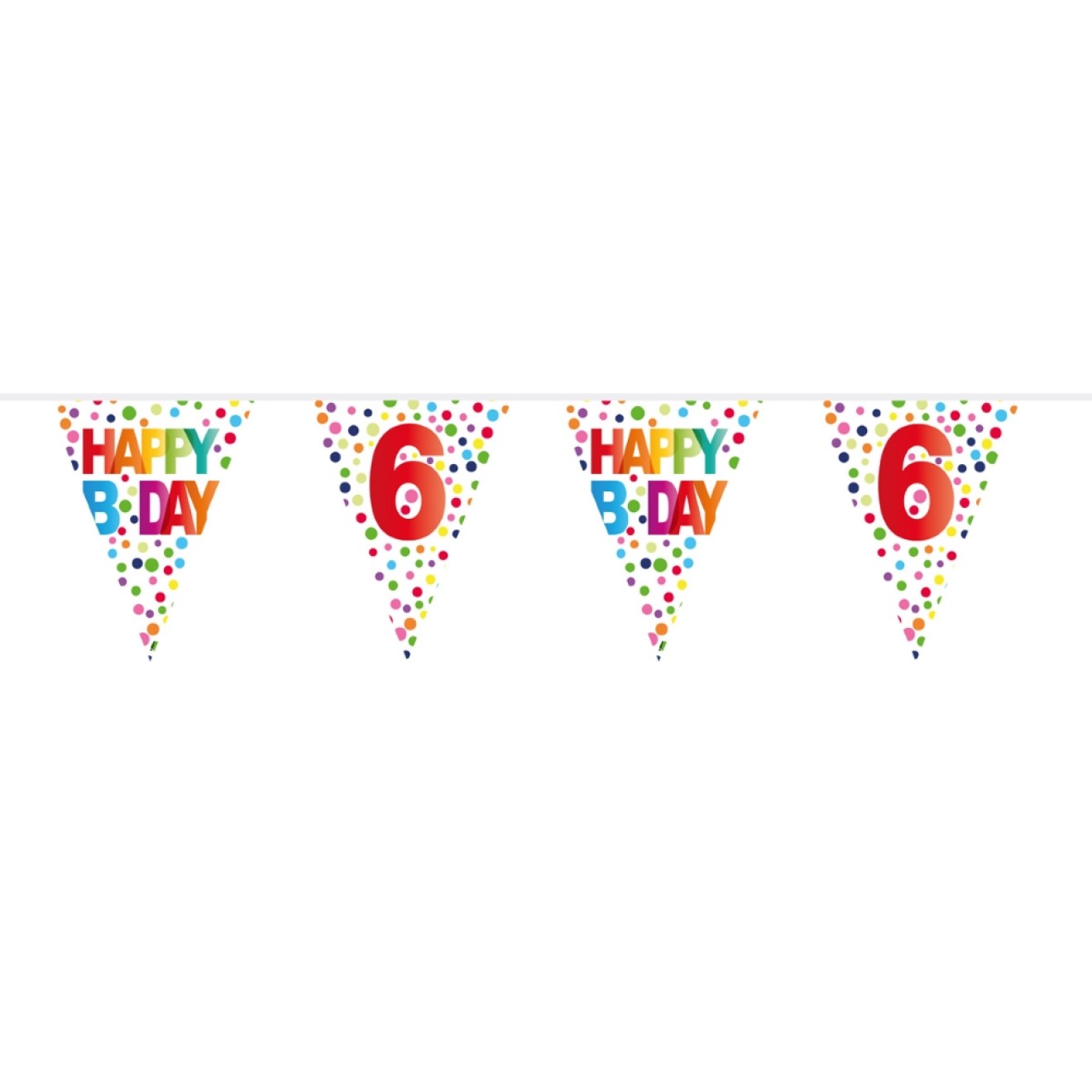 Wimpelkette Geburtstag - Happy Birthday - Gepunktet - Zahl 6 - 6 m