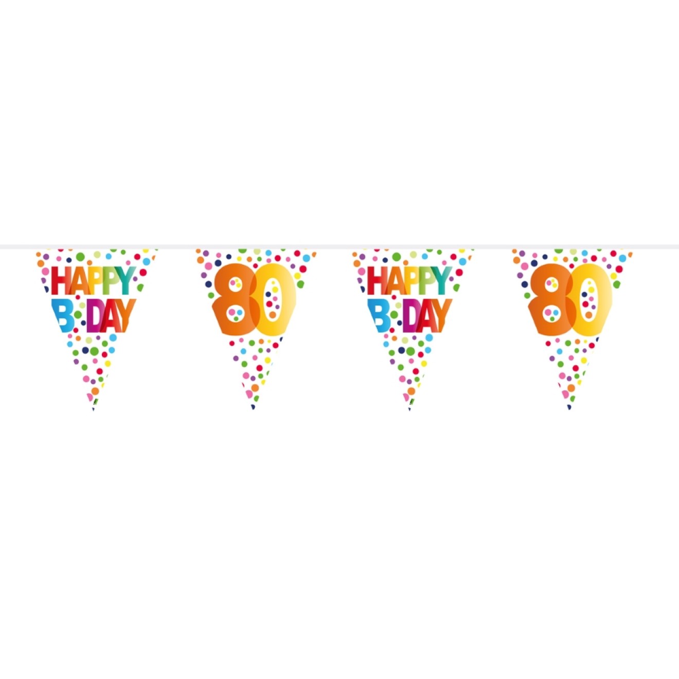 Wimpelkette Geburtstag - Happy Birthday - Gepunktet - Zahl 80 - 6 m