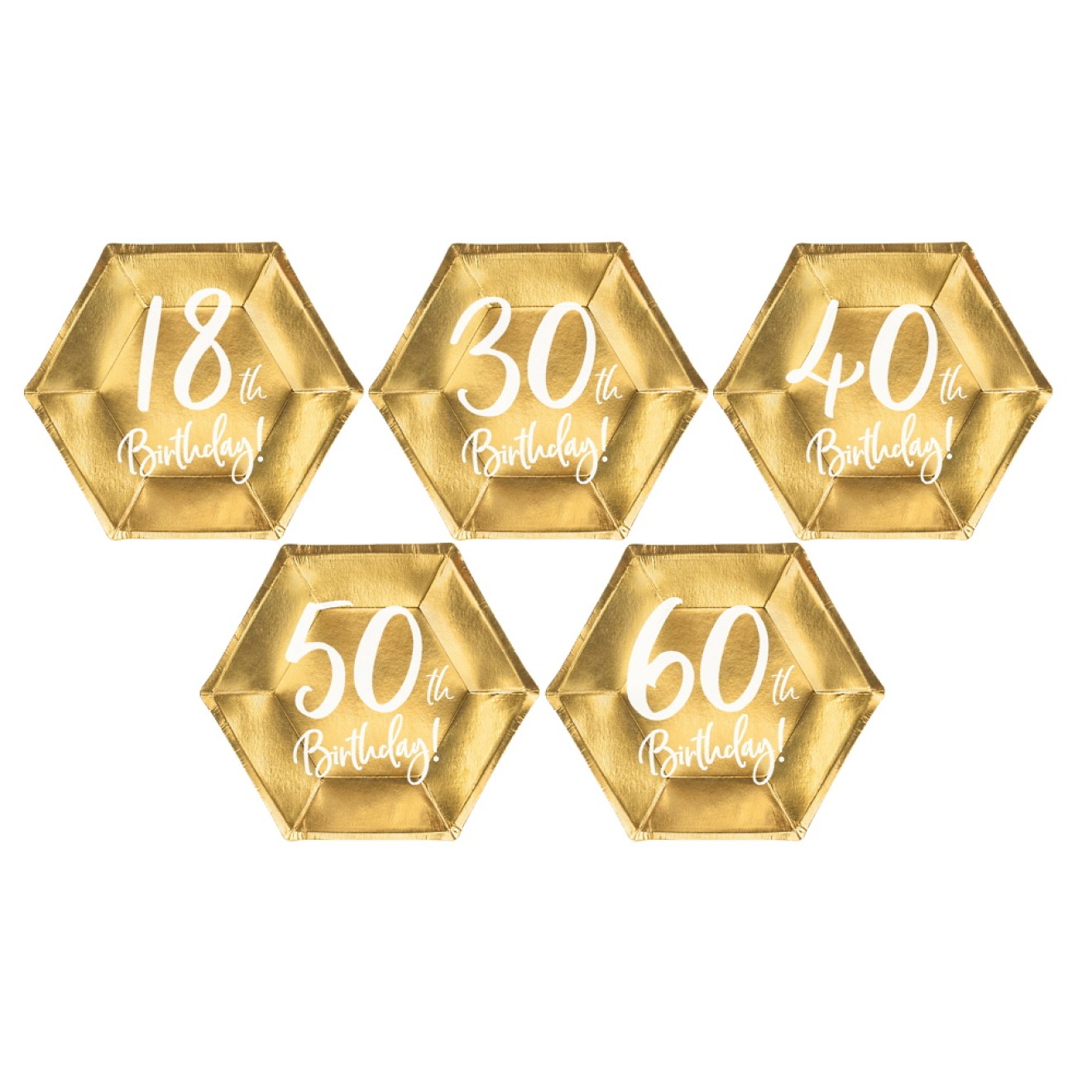 Partyteller Birthday Zahl (Gold) Ø 20 cm - Freie Zahlwahl 6 Stück