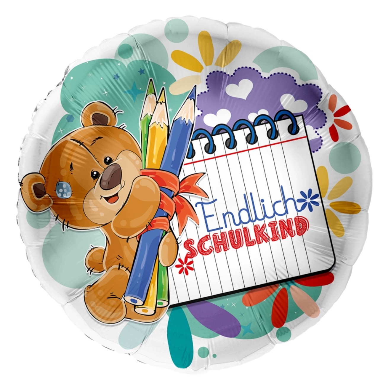 Folienballons Schulanfang - Endlich Schulkind (Teddy) Ø 45 cm