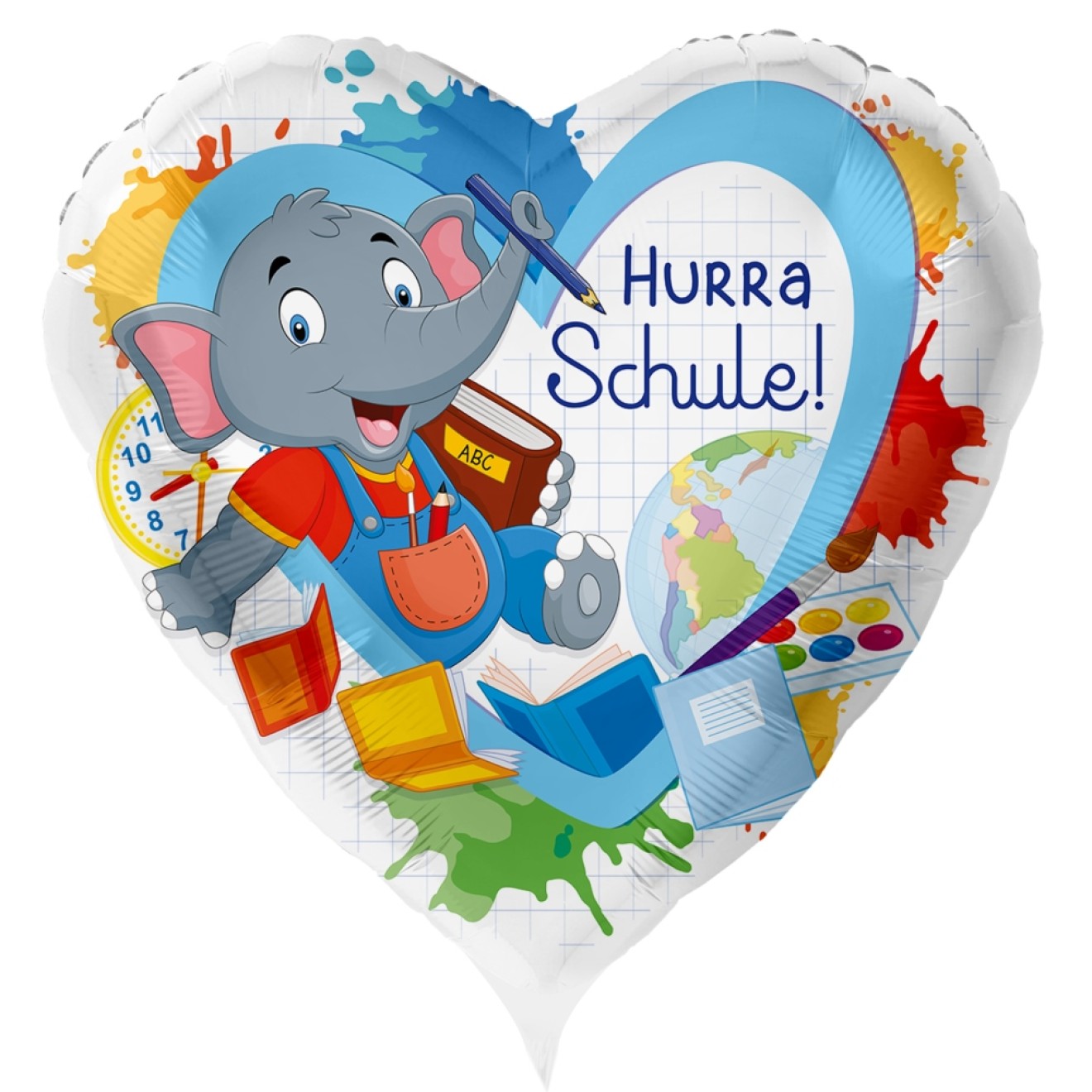 Folienballons Schulanfang - Hurra Schule (Elefant) Ø 45 cm