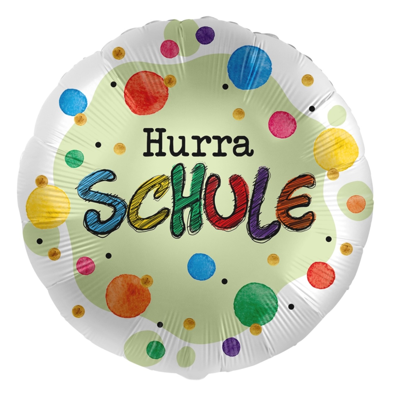 Folienballons Schulanfang - Hurra Schule (Punkte) Ø 45 cm