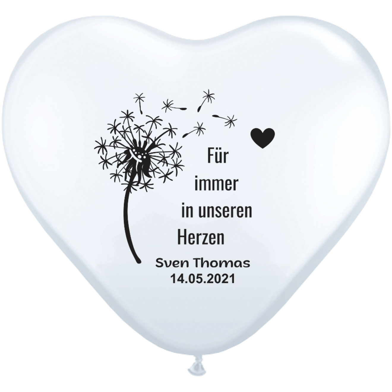 Herzluftballons "Für immer in unseren Herzen" - Trauerballons mit Name & Datum