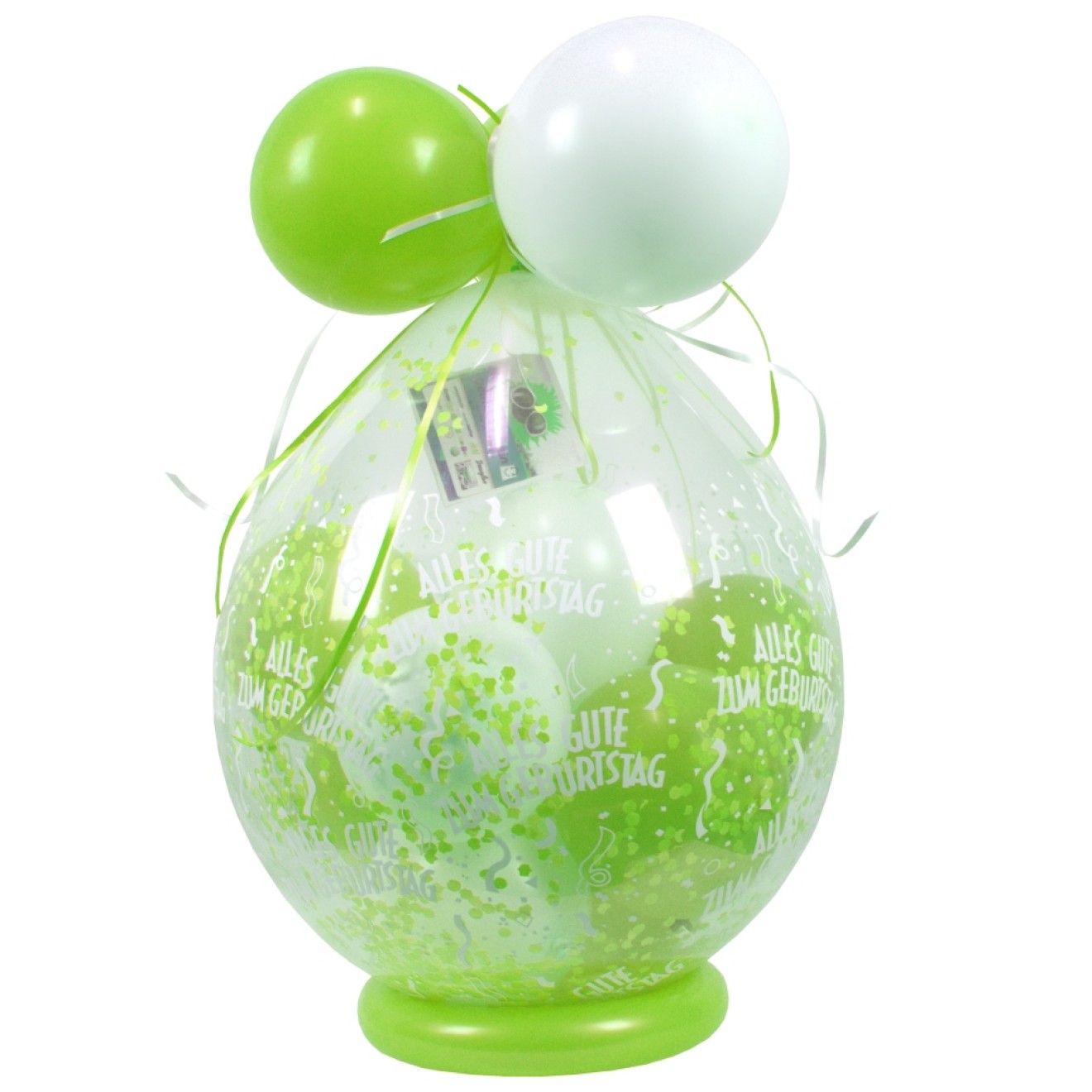 Verpackungsballon Geschenkballon Geburtstag: Alles Gute zum Geburtstag - Weiß & Apfelgrün - Basic Ø 50 cm