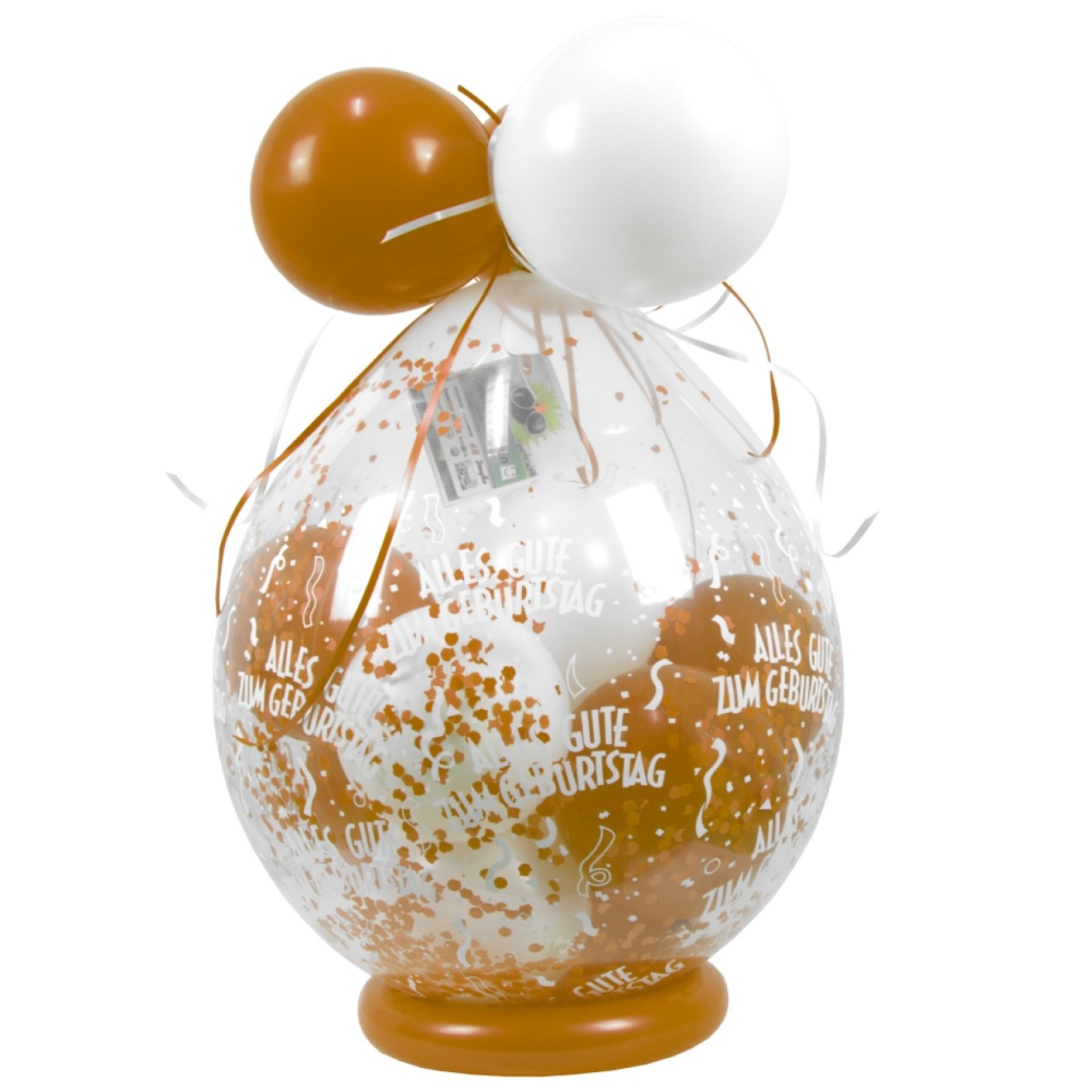 Verpackungsballon Geschenkballon Geburtstag: Alles Gute zum Geburtstag - Weiß & Gold - Basic Ø 50 cm
