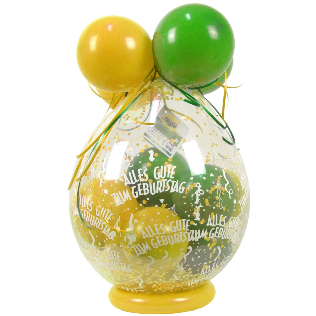 Verpackungsballon Geschenkballon Geburtstag: Alles Gute zum Geburtstag - Limonengrün & Gelb - Basic Ø 50 cm