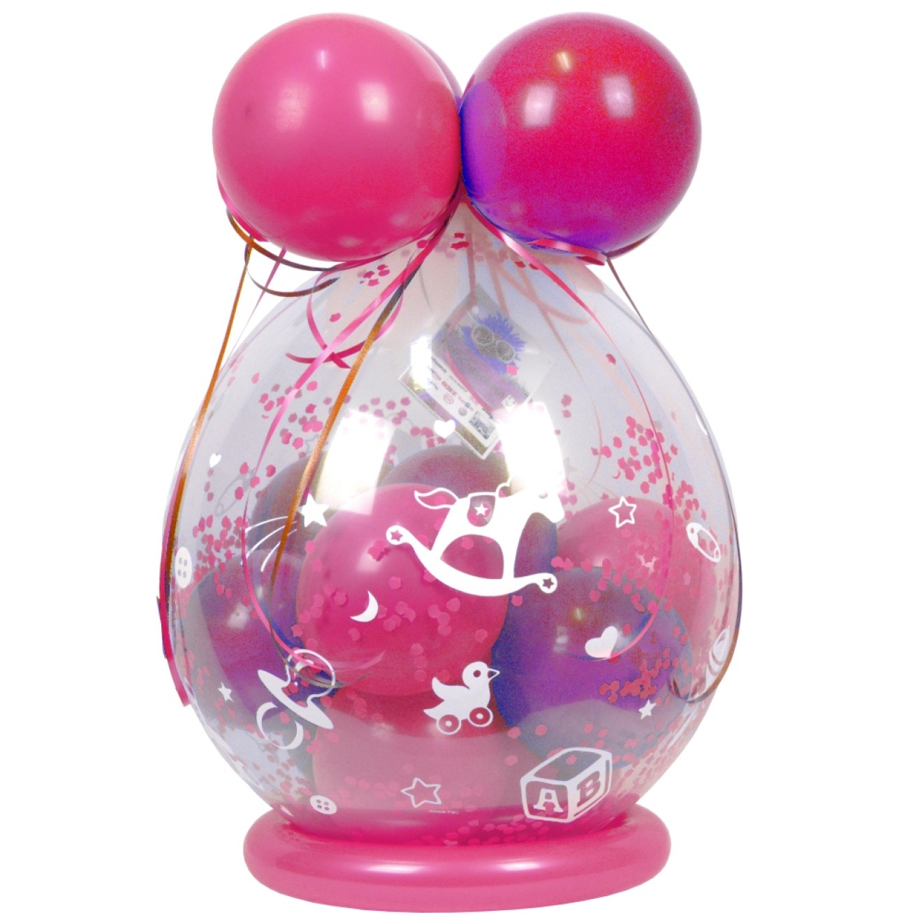 Verpackungsballon Geschenkballon Babyparty: Babyspielzeug - Pink & Rosa - Basic Ø 50 cm