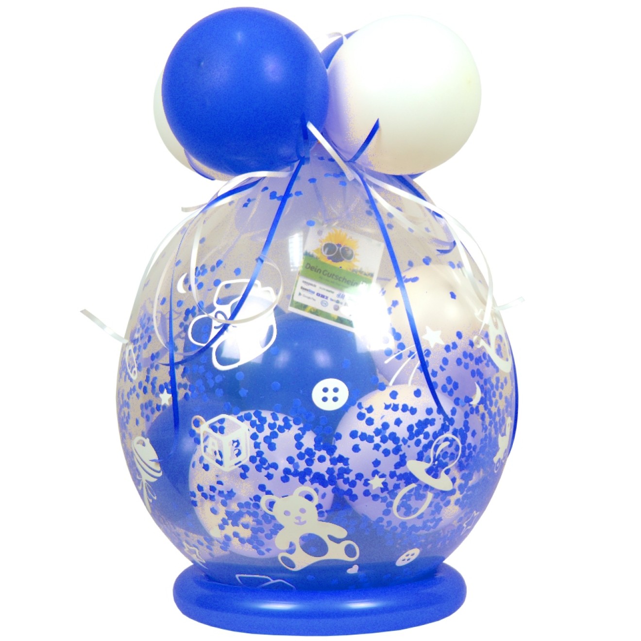 Verpackungsballon Geschenkballon Babyparty Boy: Babyspielzeug - Blau & Weiß - Basic Ø 50 cm