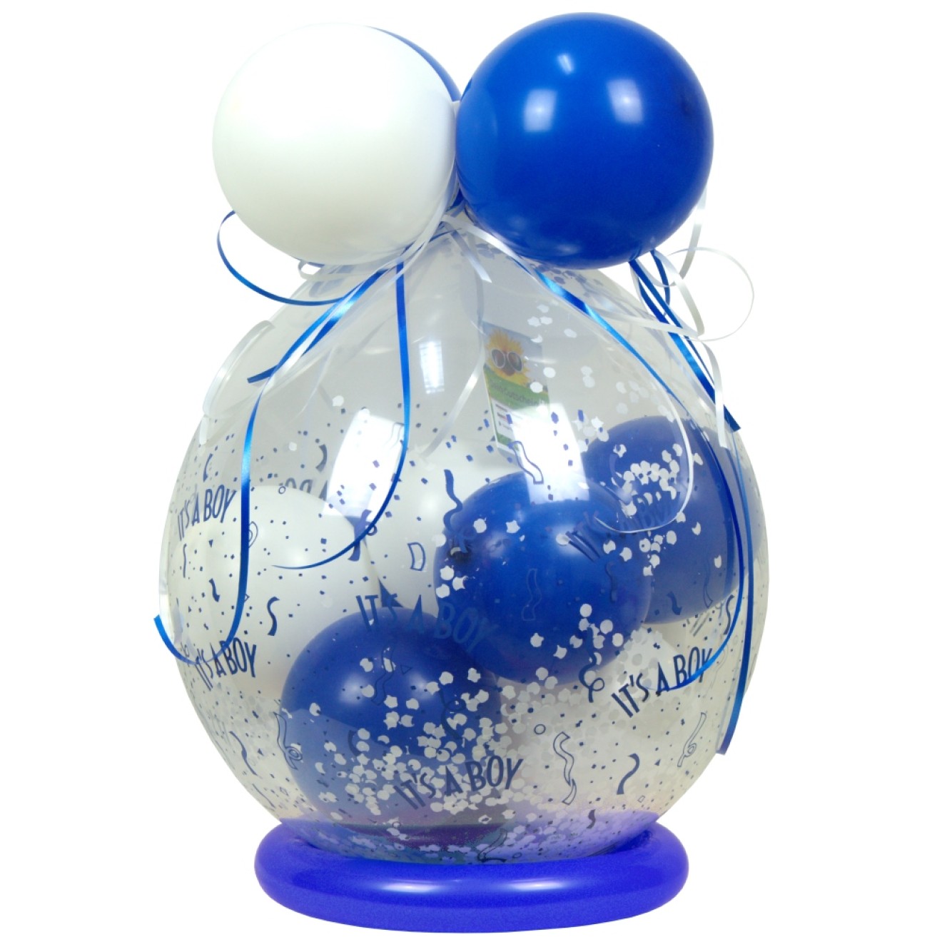 Verpackungsballon Geschenkballon Babyparty Boy: It`s a Boy - Blau & Weiß - Basic Ø 50 cm