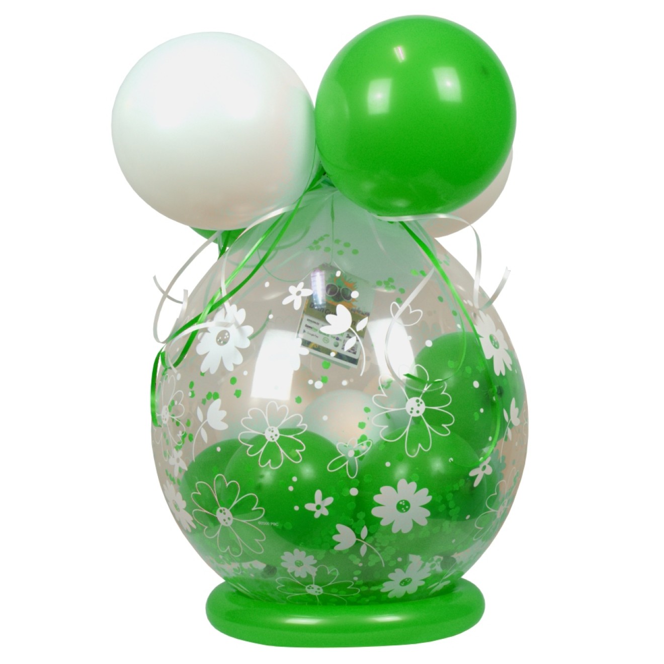 Verpackungsballon Geschenkballon: Gänseblümchen - Grün & Weiß - Basic Ø 50 cm