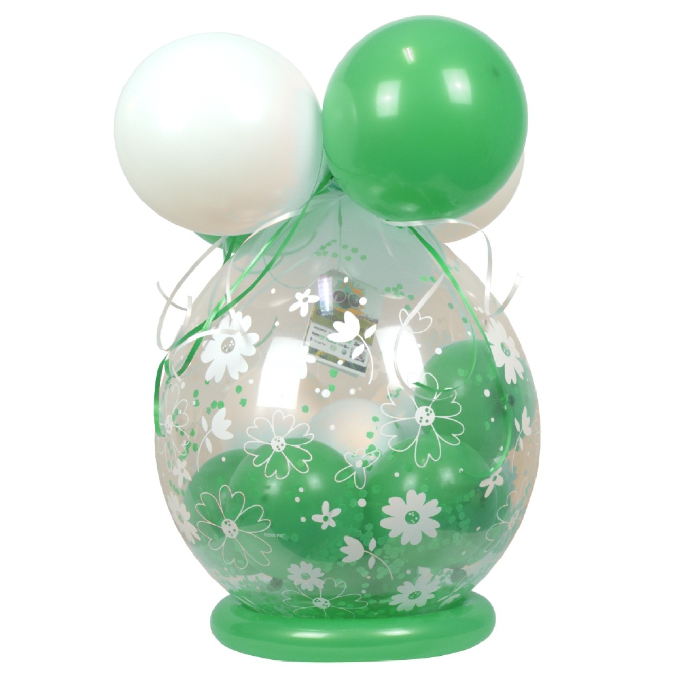 Verpackungsballon Geschenkballon: Gänseblümchen - Mintgrün & Weiß - Basic Ø 50 cm