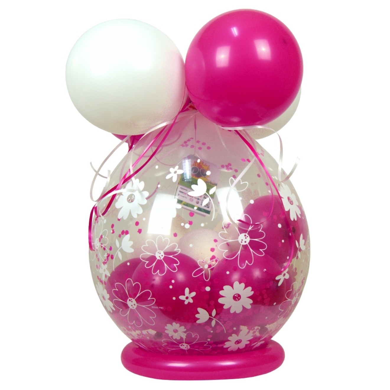 Verpackungsballon Geschenkballon: Gänseblümchen - Pink & Weiß - Basic Ø 50 cm