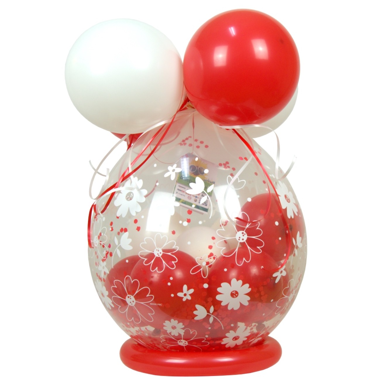 Verpackungsballon Geschenkballon: Gänseblümchen - Rot & Weiß - Basic Ø 50 cm