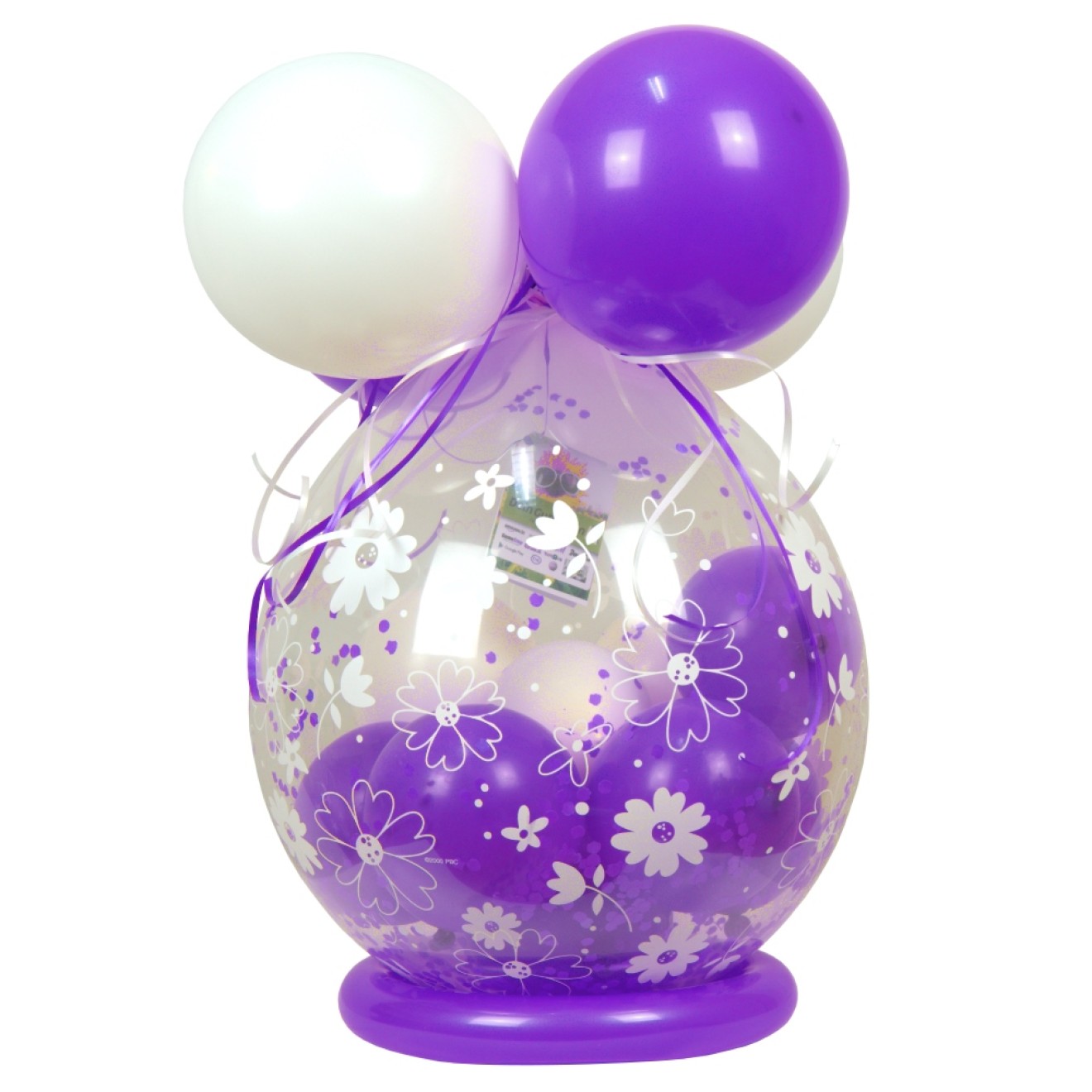 Verpackungsballon Geschenkballon: Gänseblümchen - Violett & Weiß - Basic Ø 50 cm