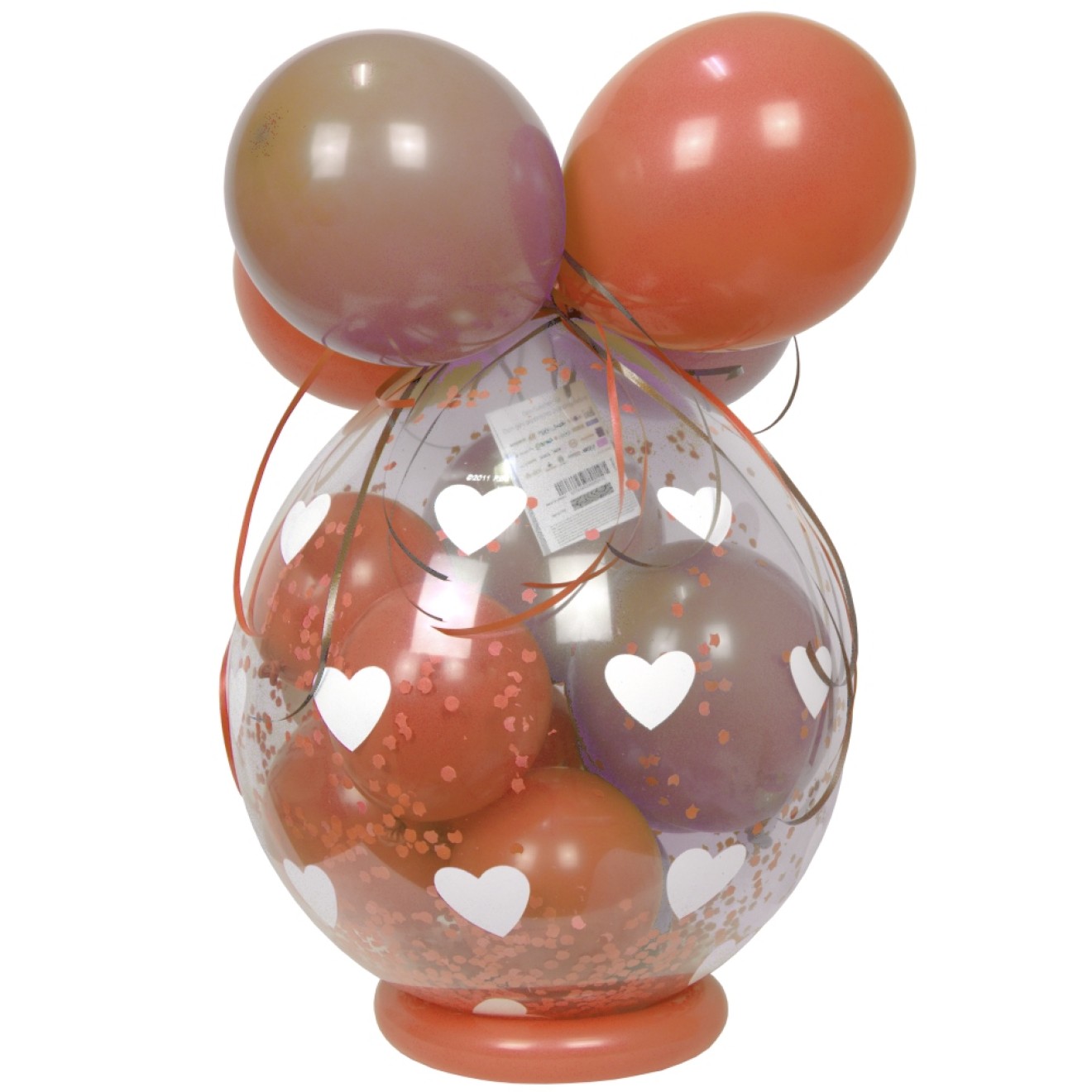 Verpackungsballon Geschenkballon: Herzen (Weiß) - Rose Gold & Creme - Basic Ø 50 cm