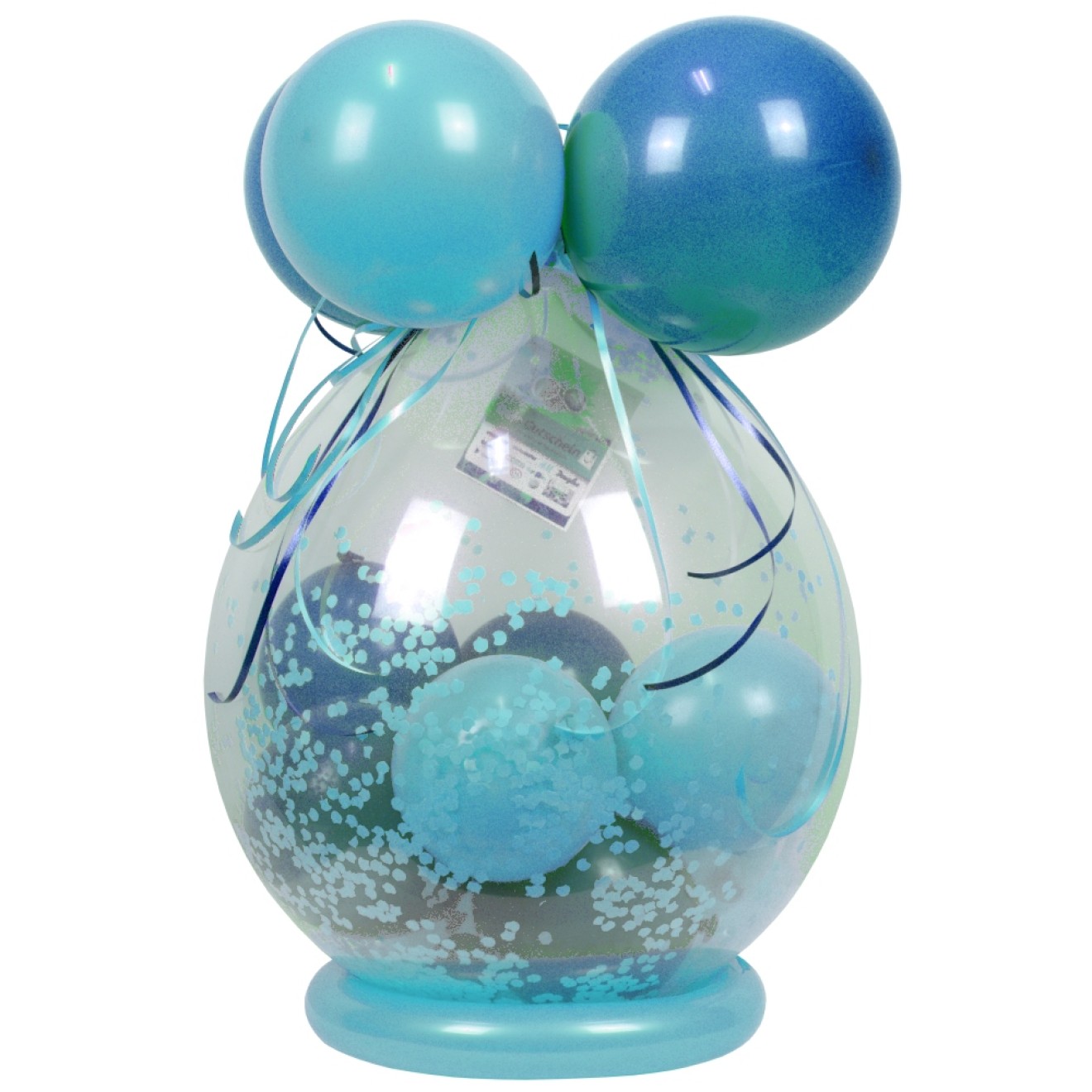Verpackungsballon Geschenkballon: Klar - Blau & Hellblau - Basic Ø 50 cm