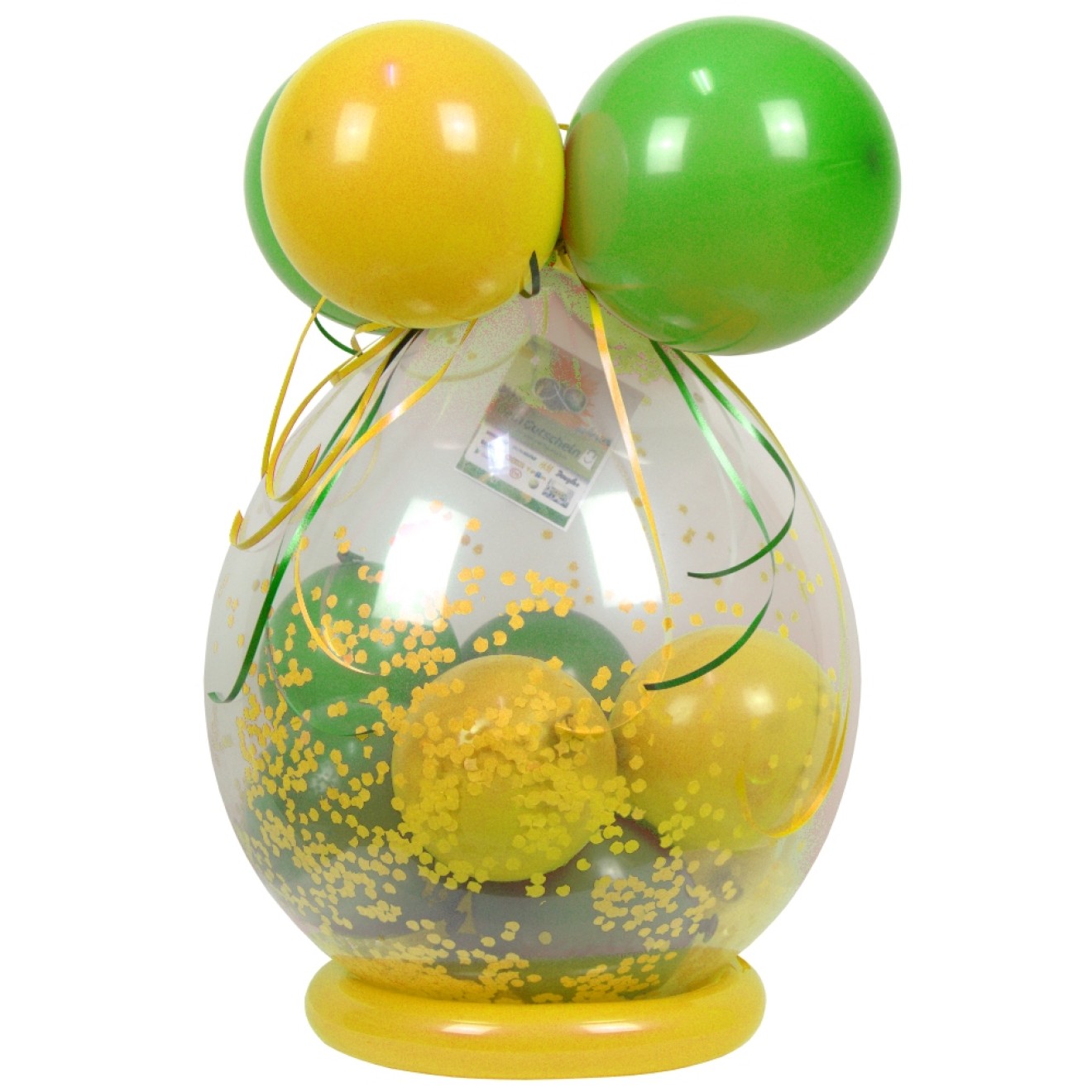 Verpackungsballon Geschenkballon: Klar - Limonengrün & Gelb - Basic Ø 50 cm