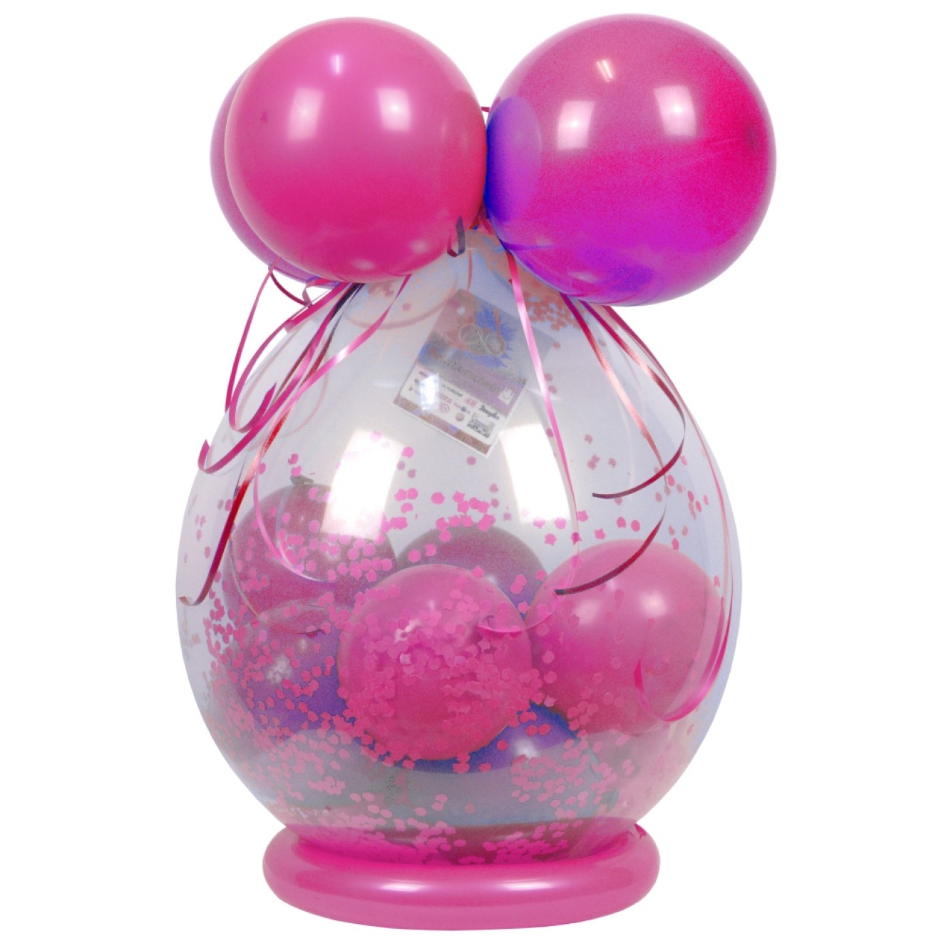 Verpackungsballon Geschenkballon: Klar - Pink & Rosa - Basic Ø 50 cm
