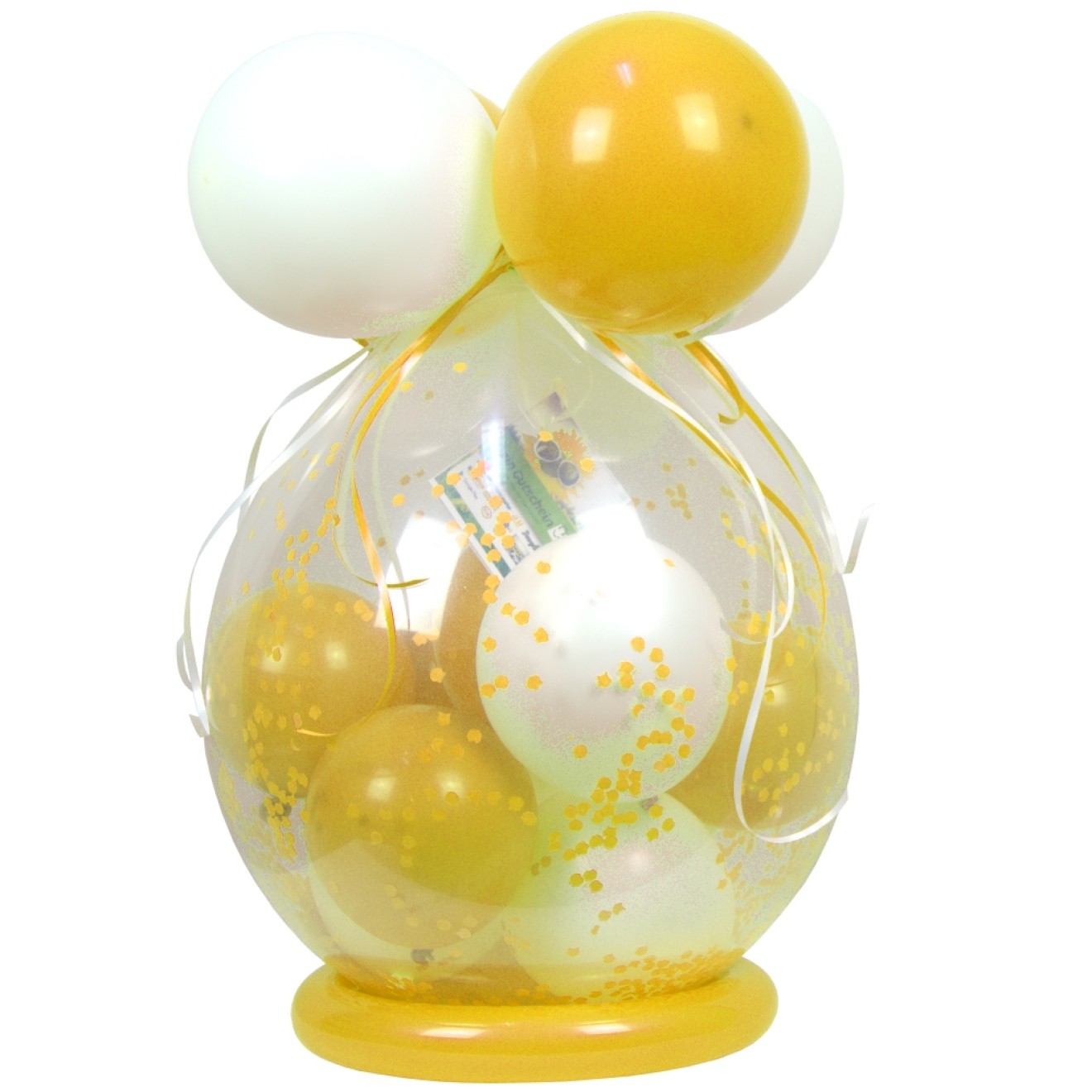 Verpackungsballon Geschenkballon: Klar - Gelb & Weiß - Basic Ø 50 cm