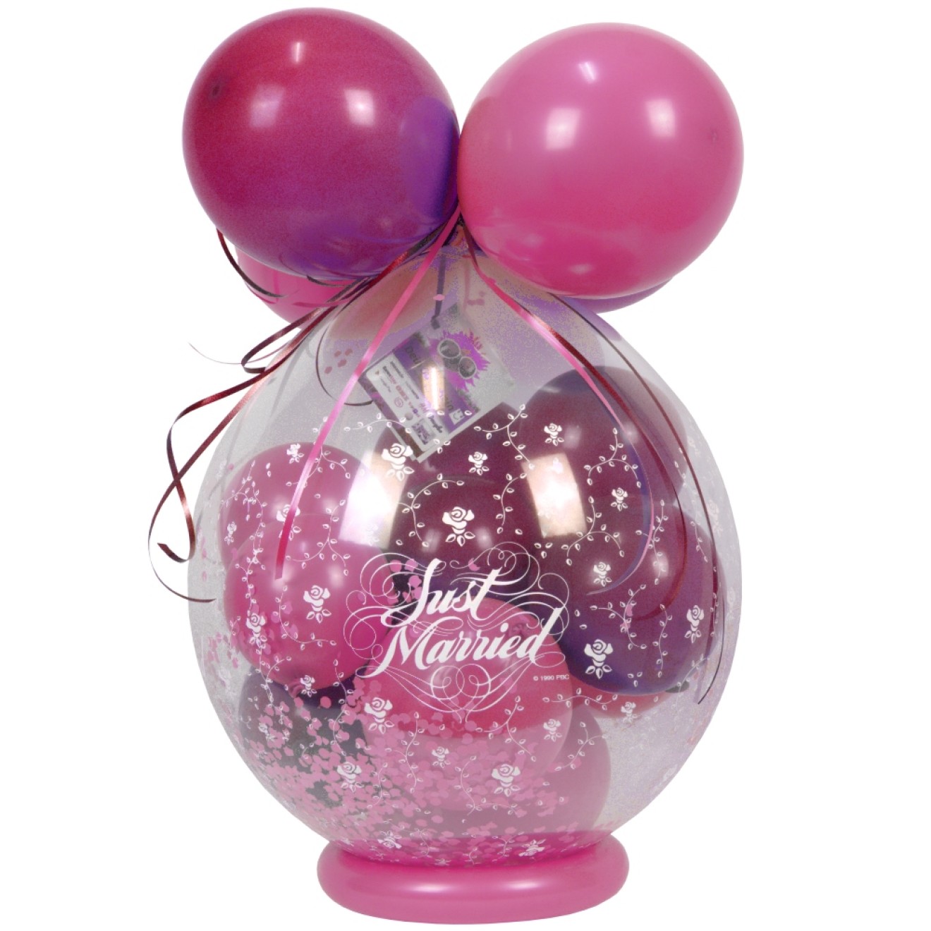 Verpackungsballon Geschenkballon Hochzeit: Just Married - Pink & Rosa - Basic Ø 50 cm